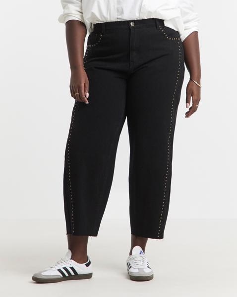 Simply Be Side Studded Barrel Jeans