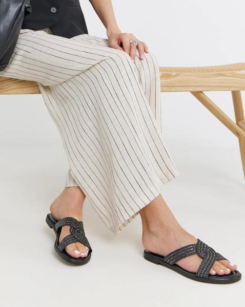 Woven Twist Flat Sandals Wide