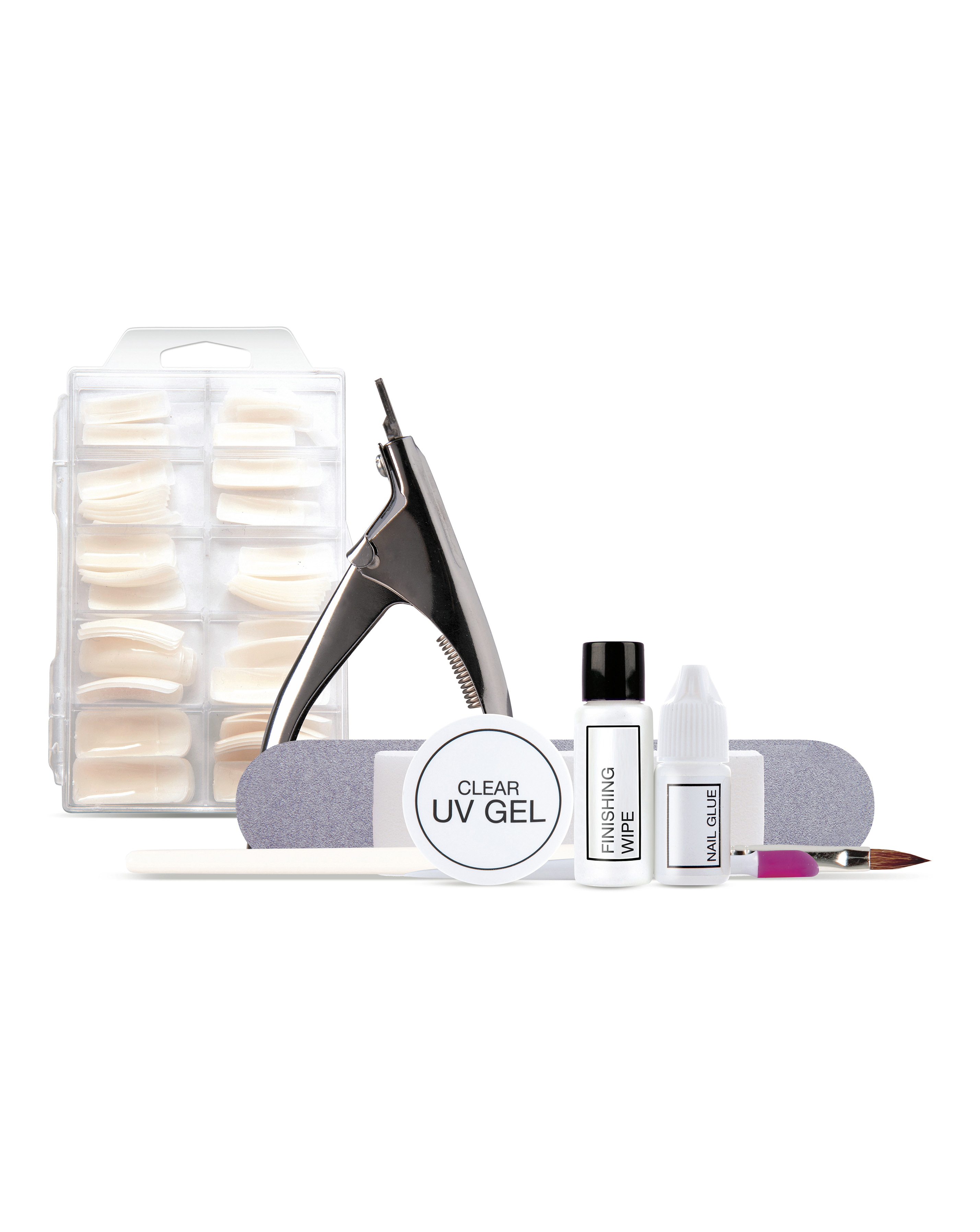 Rio UV Nail Gel Nail Extension Kit - 100 Nail Extensions - Brush, Cuticle Pusher, Finishing Wipe, Nail File & Sanding Block Included - Bestseller
