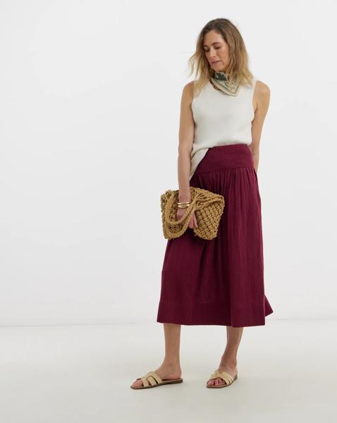 Cotton Cheesecloth Midi Skirt