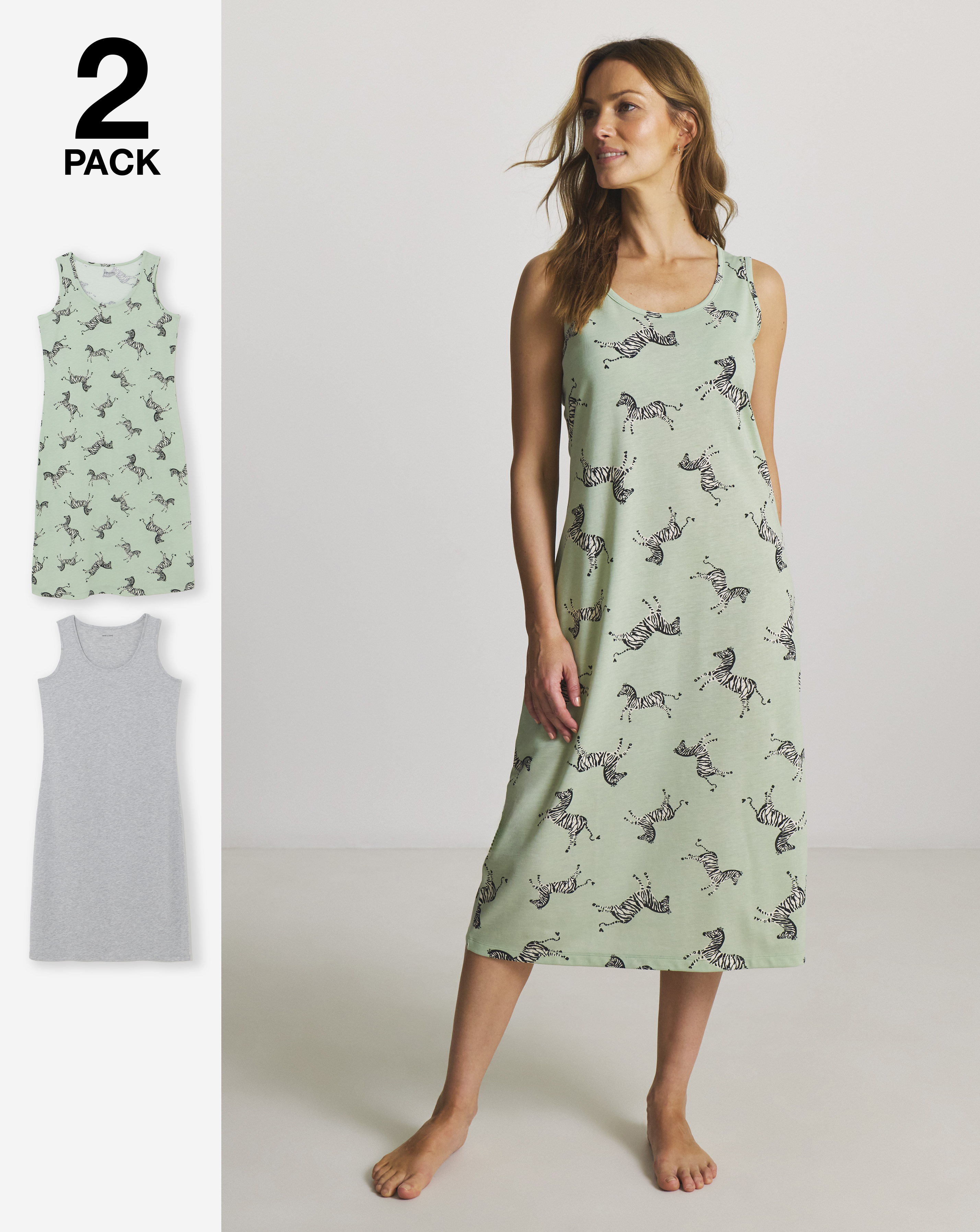 JD Williams 2 Pack Value Zebra Nighties