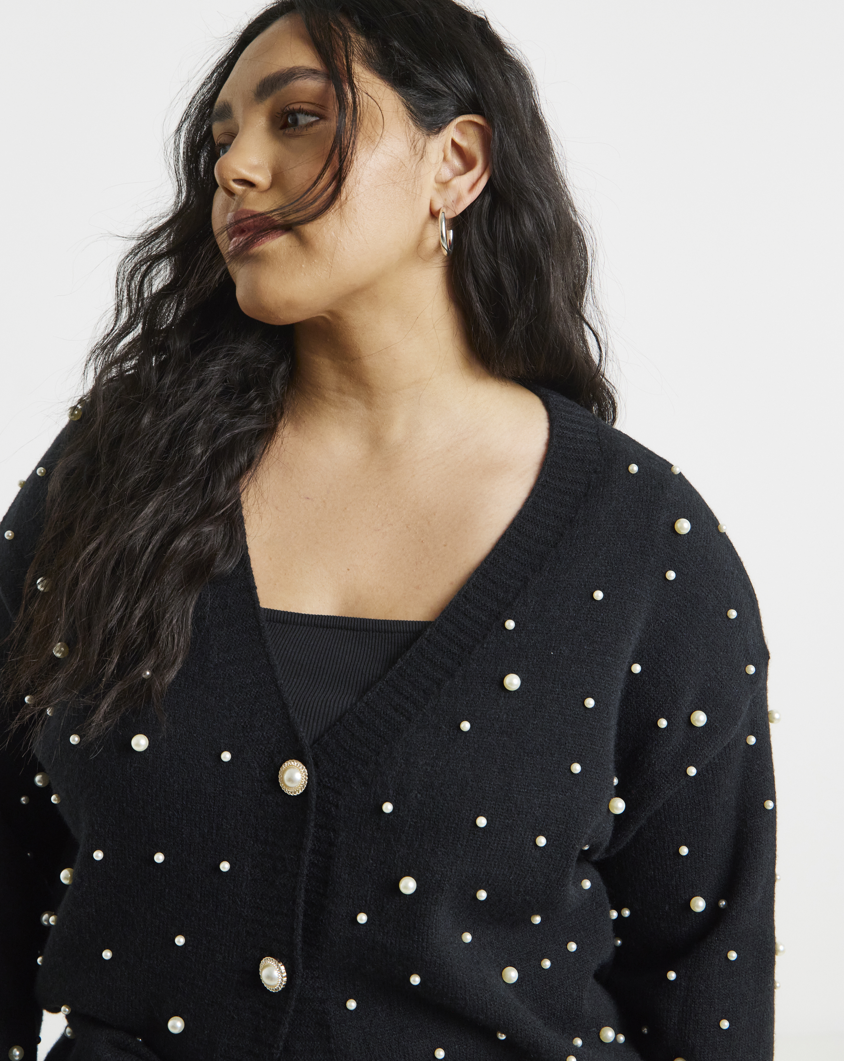 Lovedrobe Pearl Embellished Cardigan