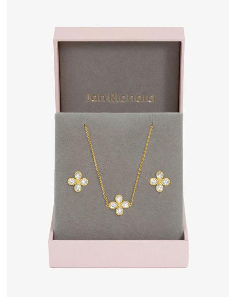 Crystal Flower Bridal Set - Gift Box - Gold