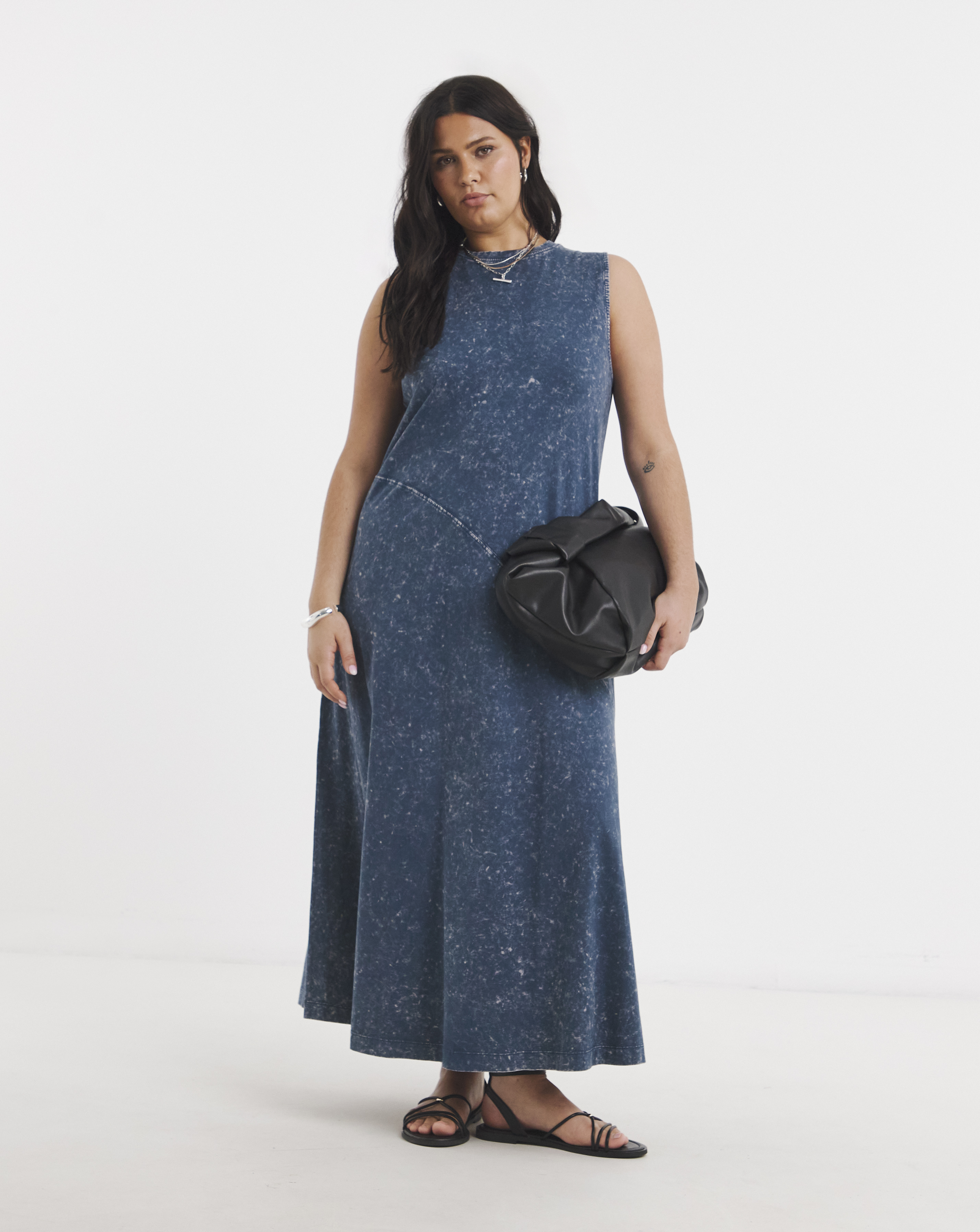 Trapeze Acid Wash Maxi Dress