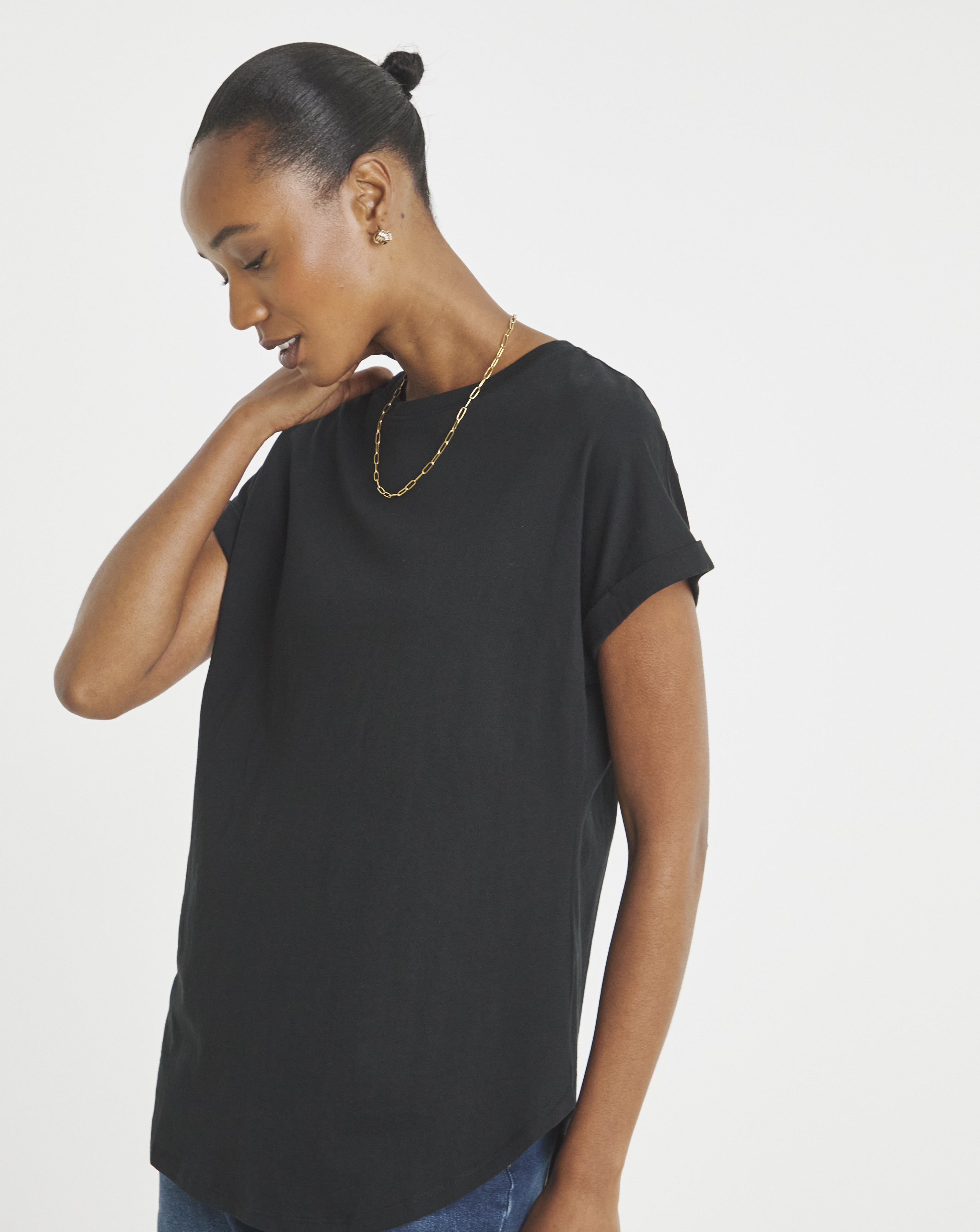 The Longline Short Sleeve Curved Hem