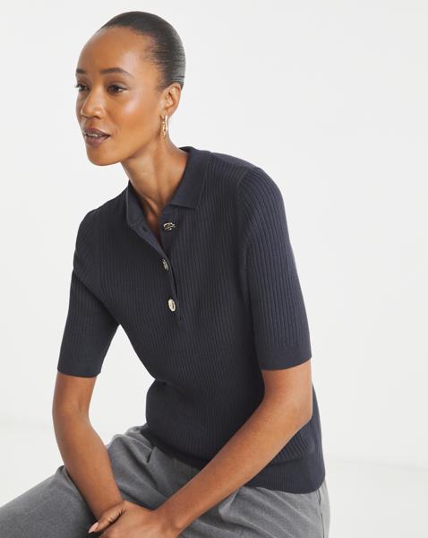 Eversoft Ribbed Henley Collar Jumper