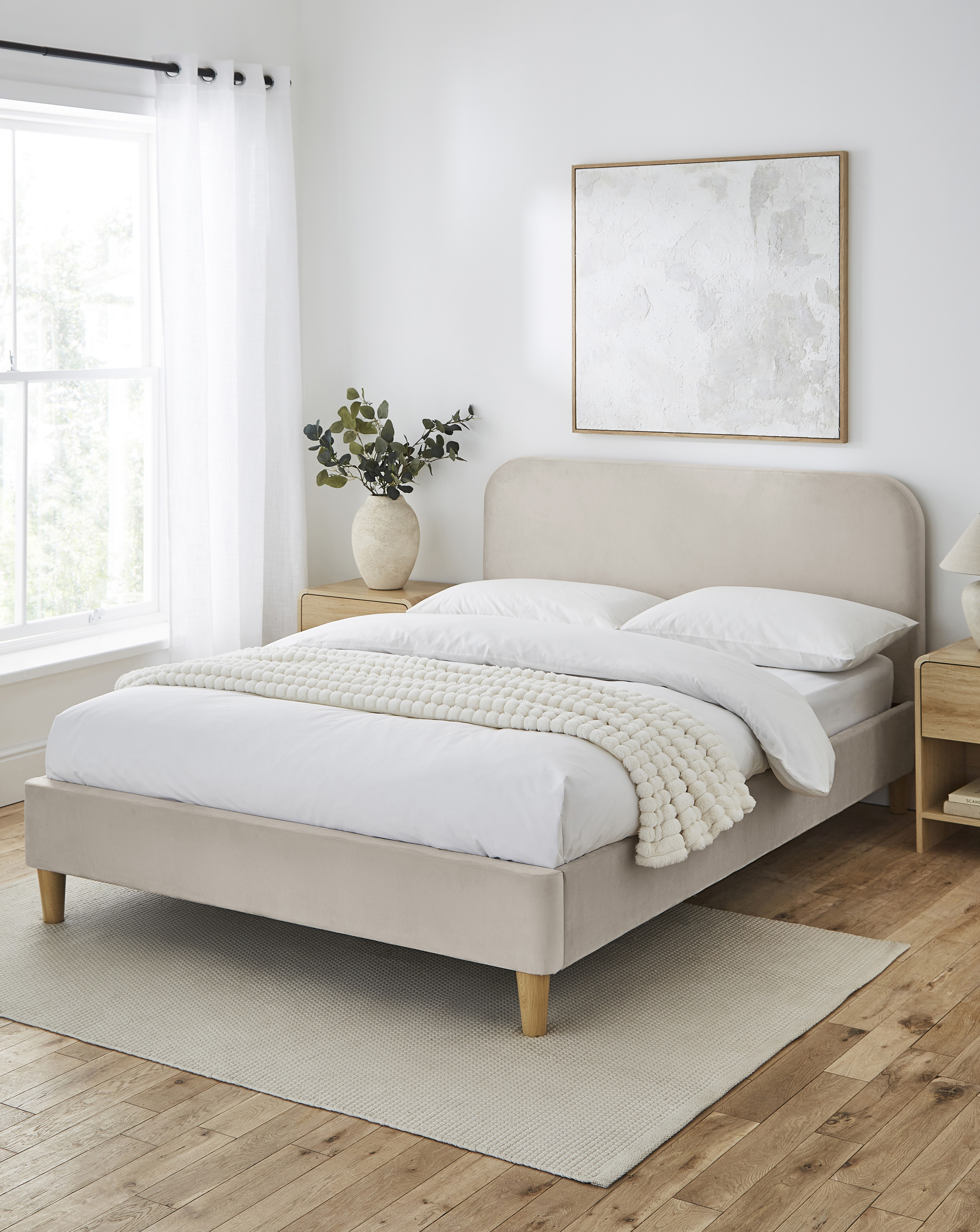 Emery Velvet Bed with 3 Layer Mattress
