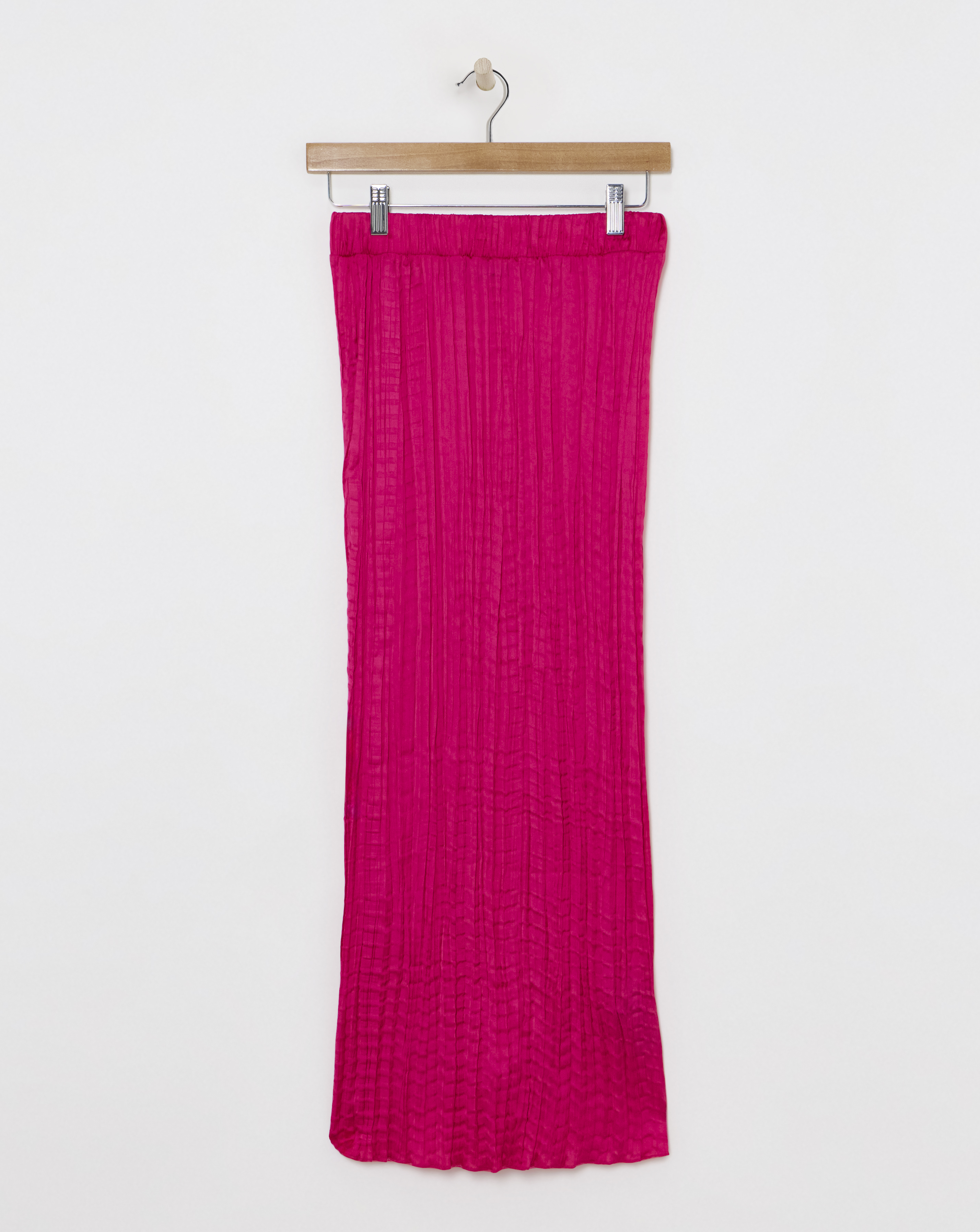 Bright Pink Crinkle Satin Skirt