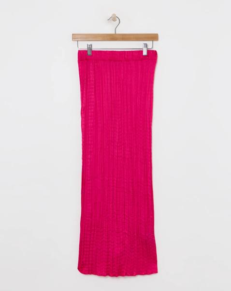 Bright Pink Crinkle Satin Skirt