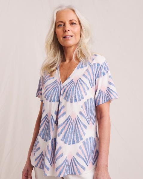 Julipa Printed Crinkle Short Sleeve Top