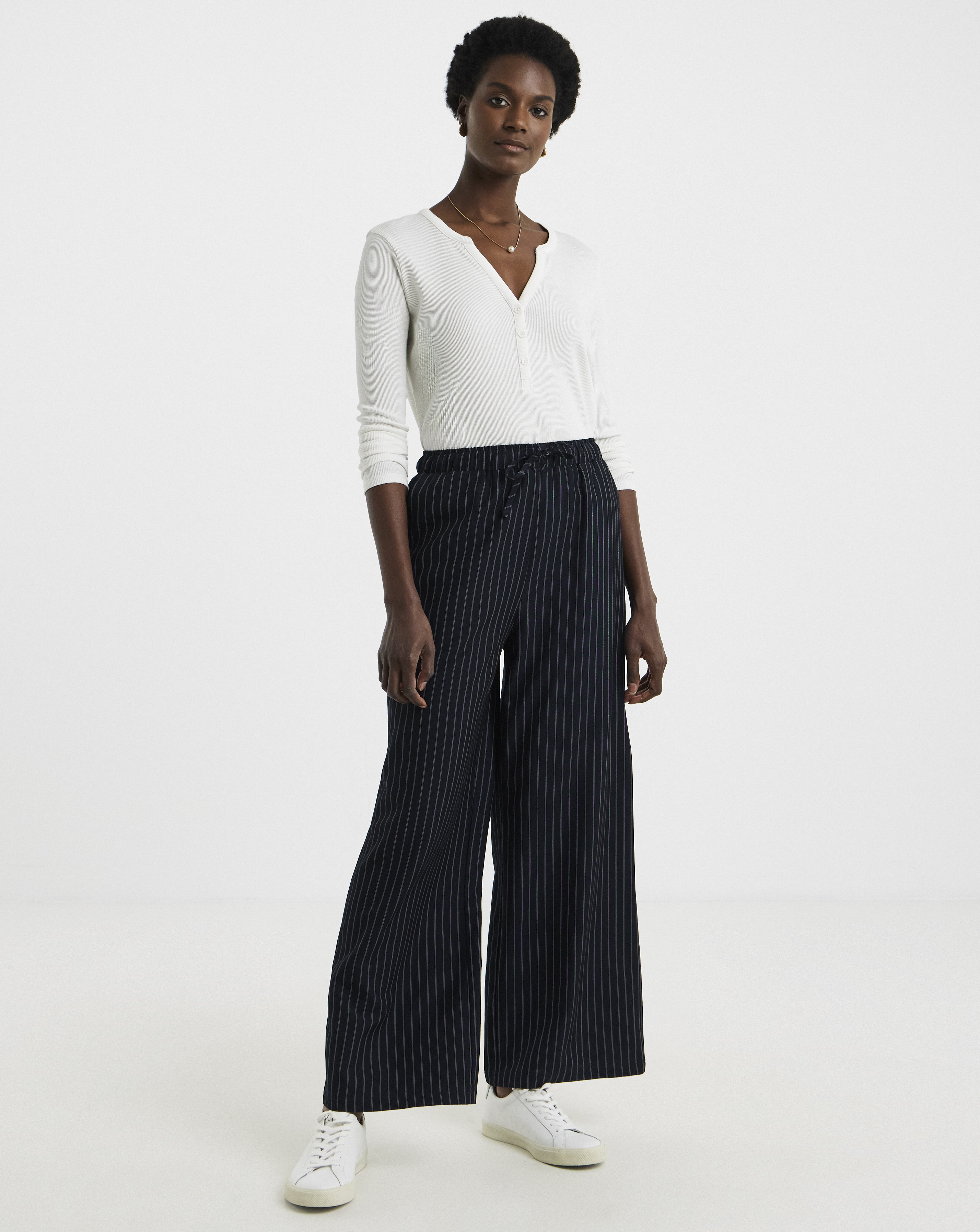 Soft Pull On Pinstripe Trousers