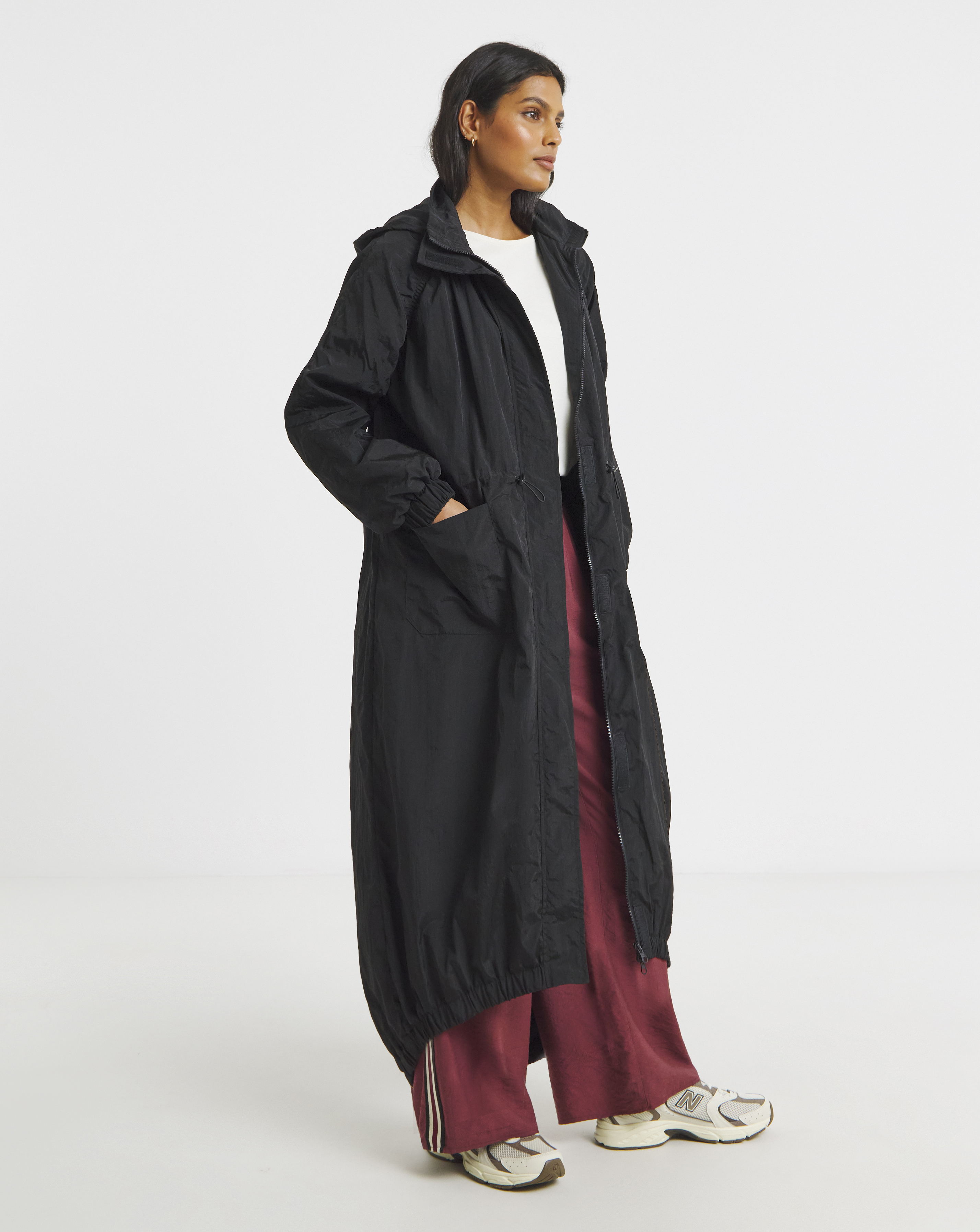 Black Pocket Detail Parachute Parka