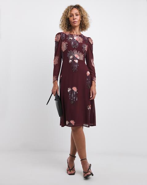 Joanna Hope Cassis Deco Beaded Dress