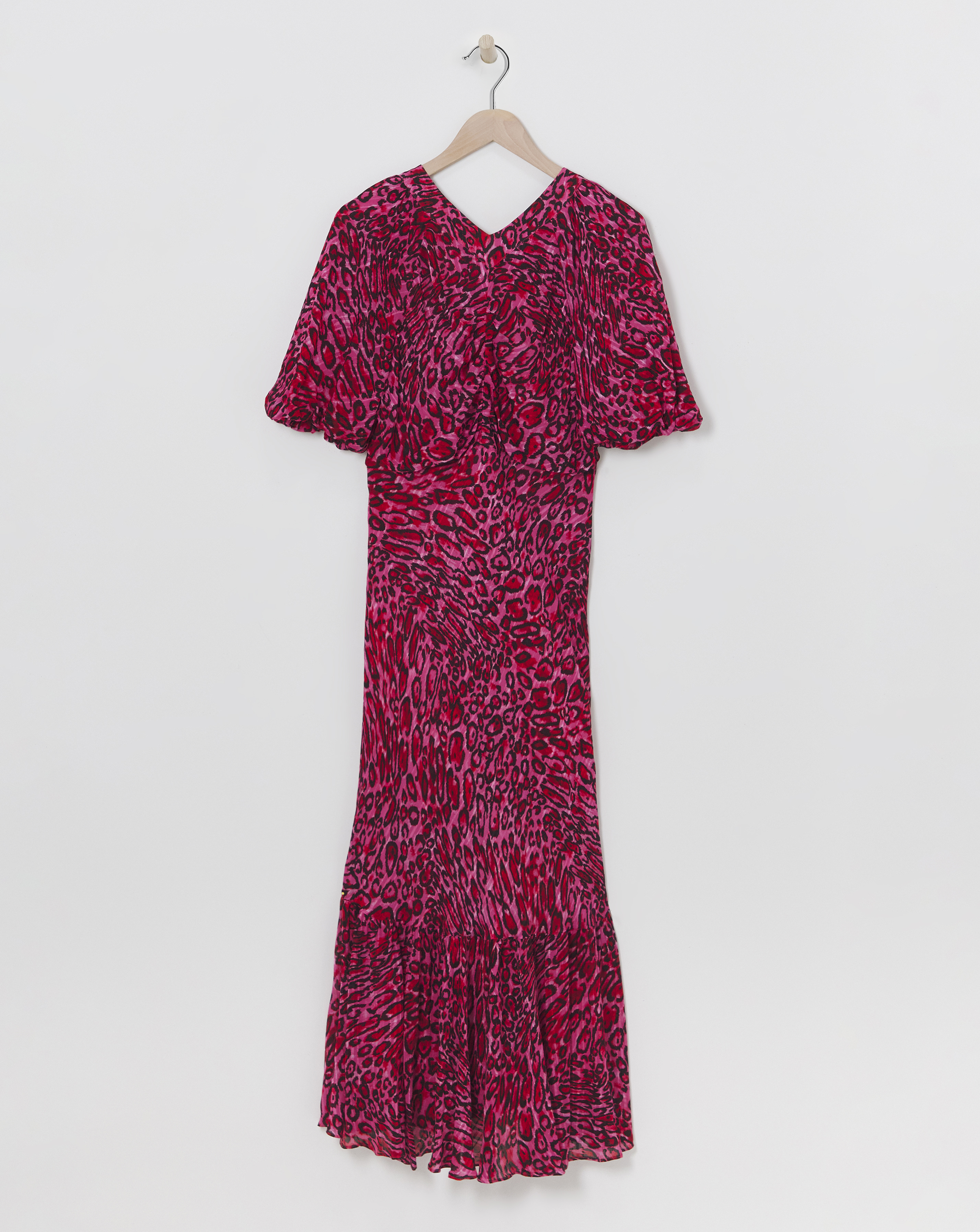 Whistles Leopard Puff Sleeve Midi Dress