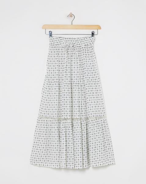 Natural Print Crinkle Midi Skirt