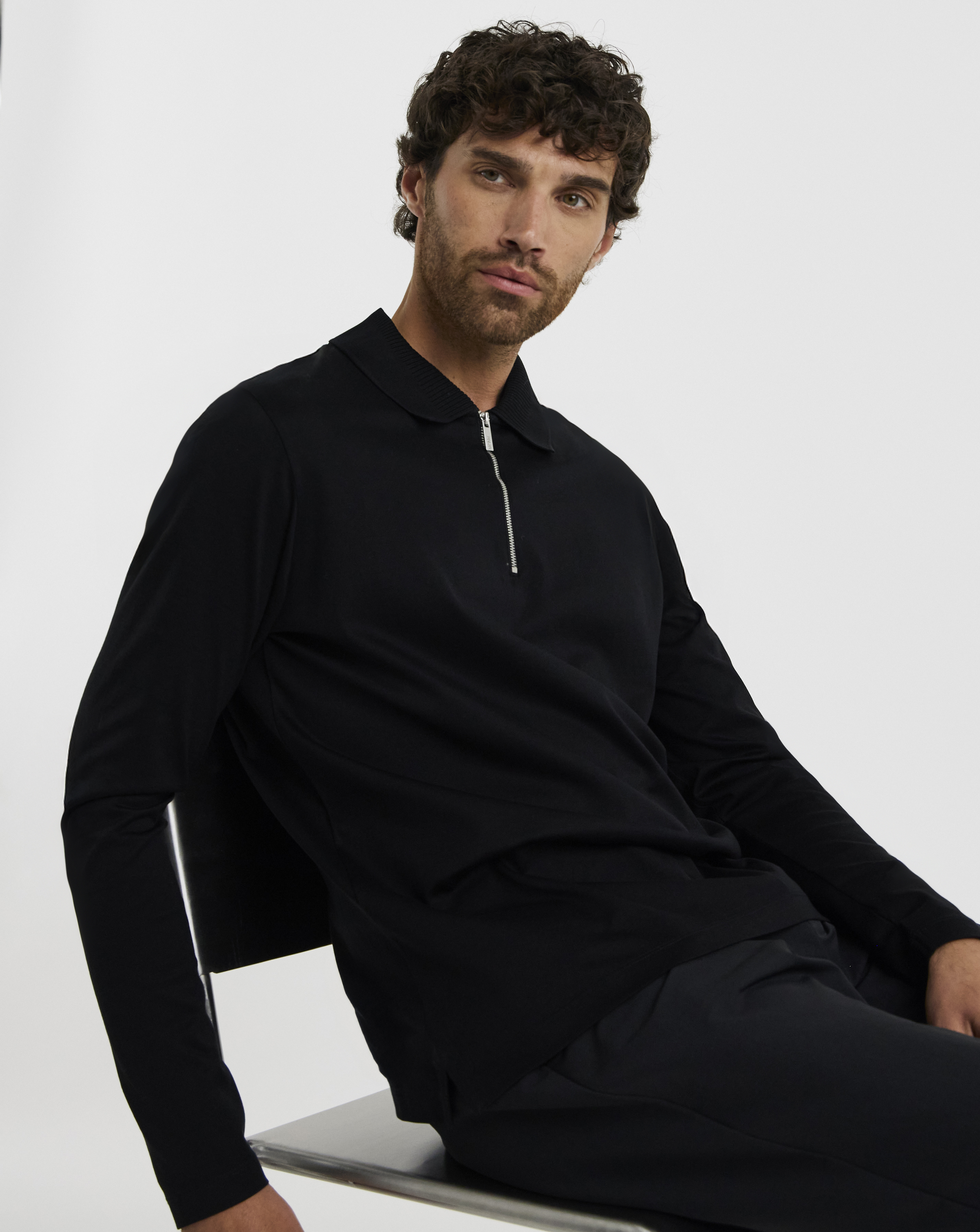Folio Supima Zip Long Sleeve Polo