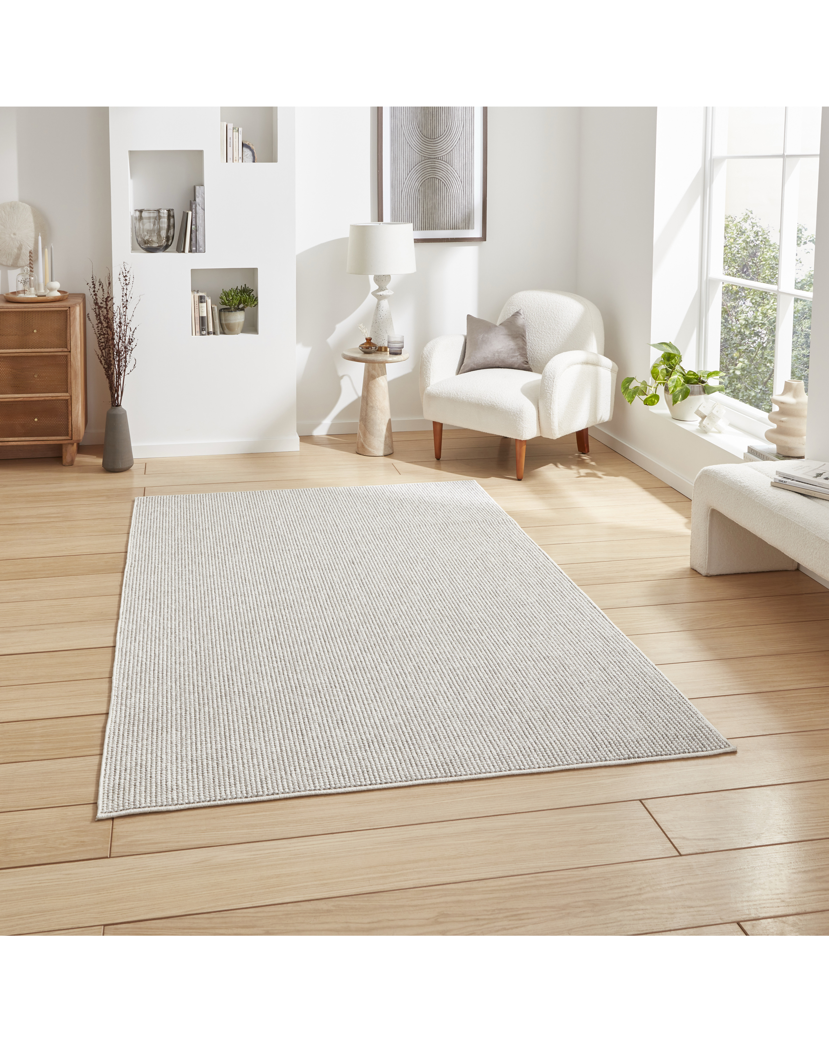 Think Rugs Men's White,Grey Boucle Rug