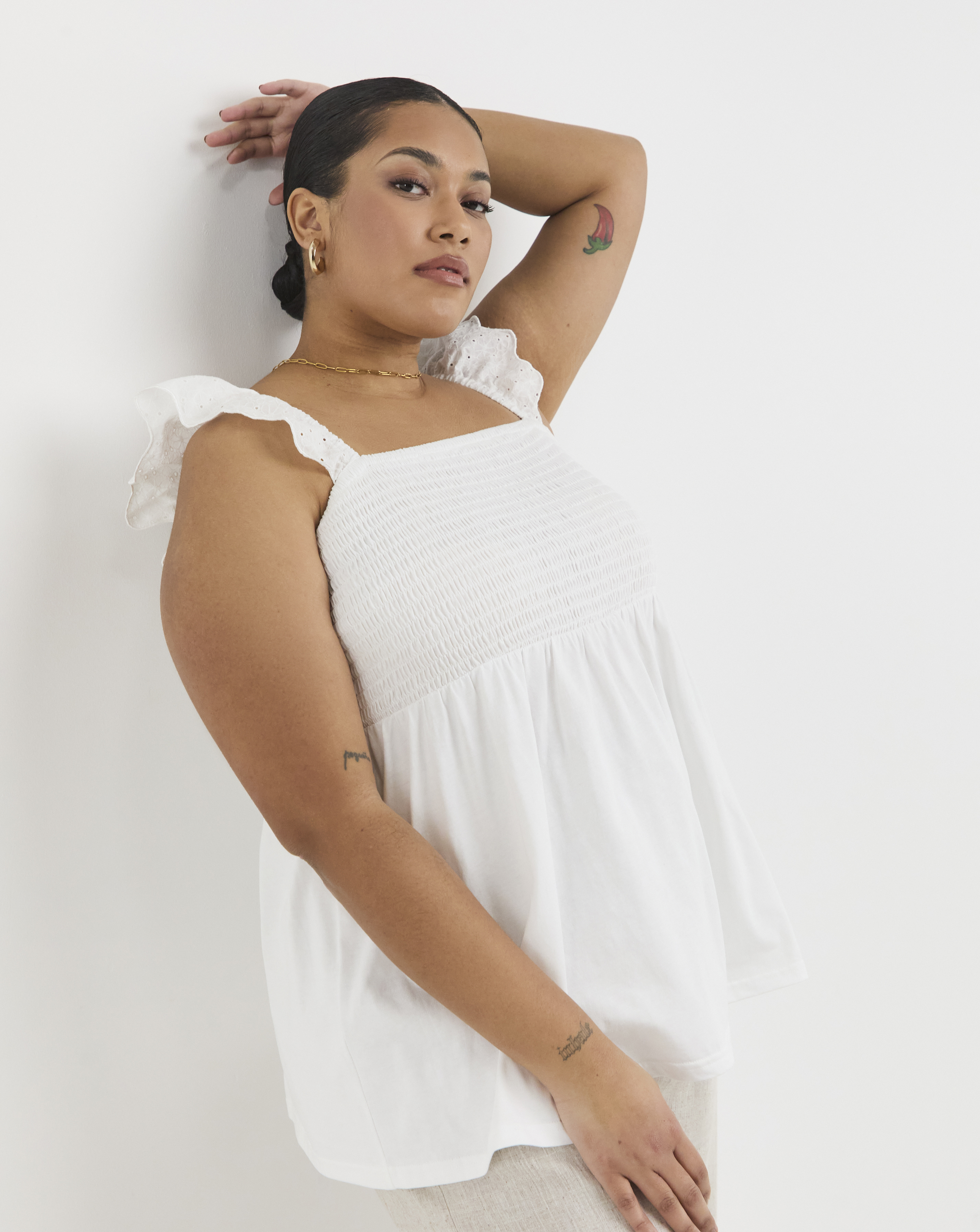 Broderie Ruched Bust Vest