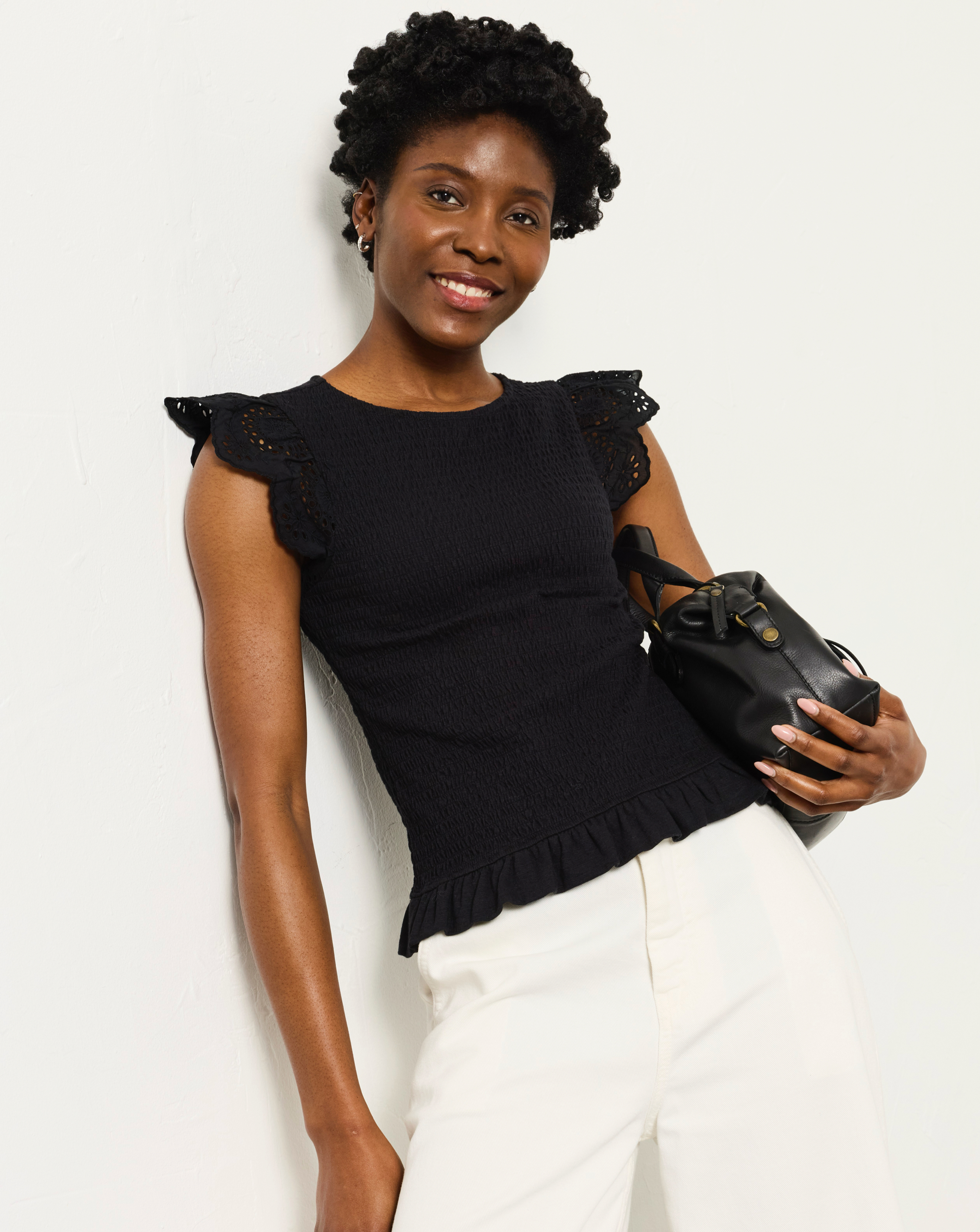 FatFace Women's Jersey Top - Black - Size 16