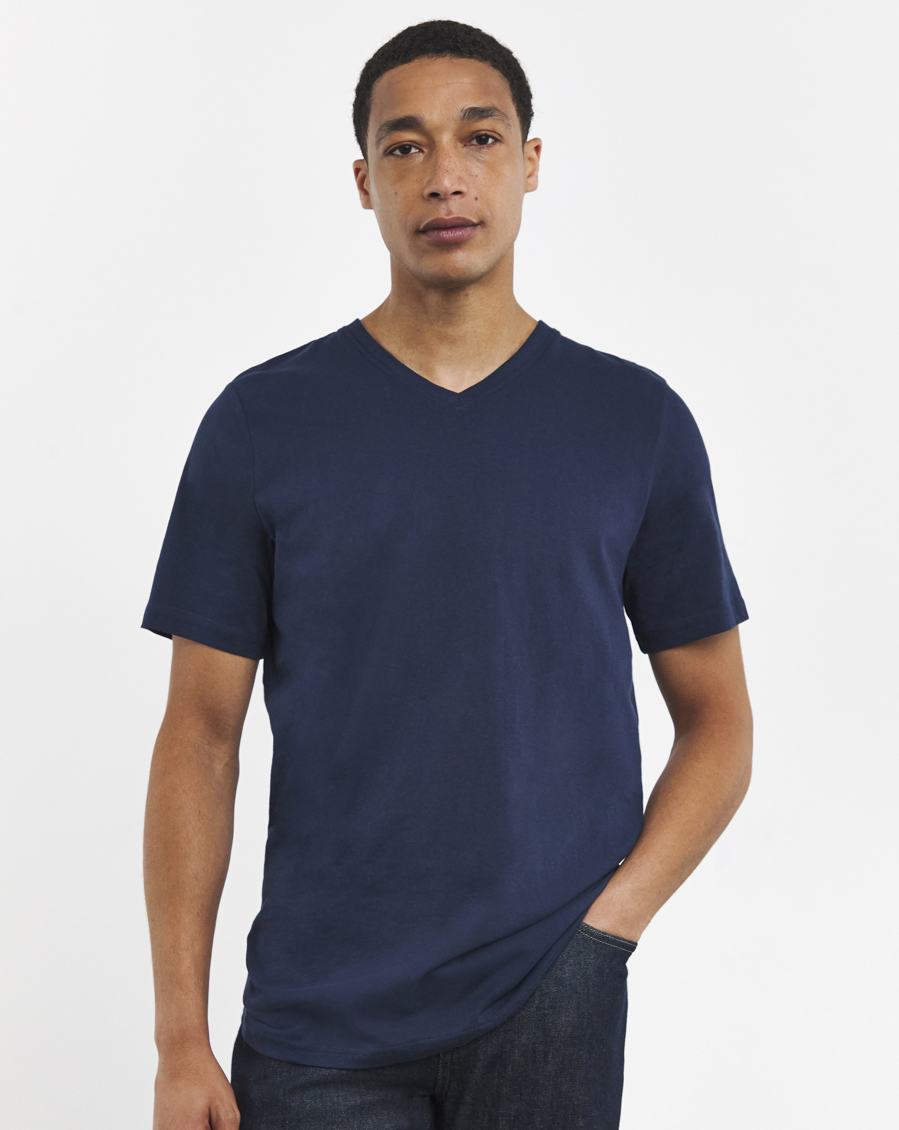 Pure Cotton V-Neck T-Shirt Long
