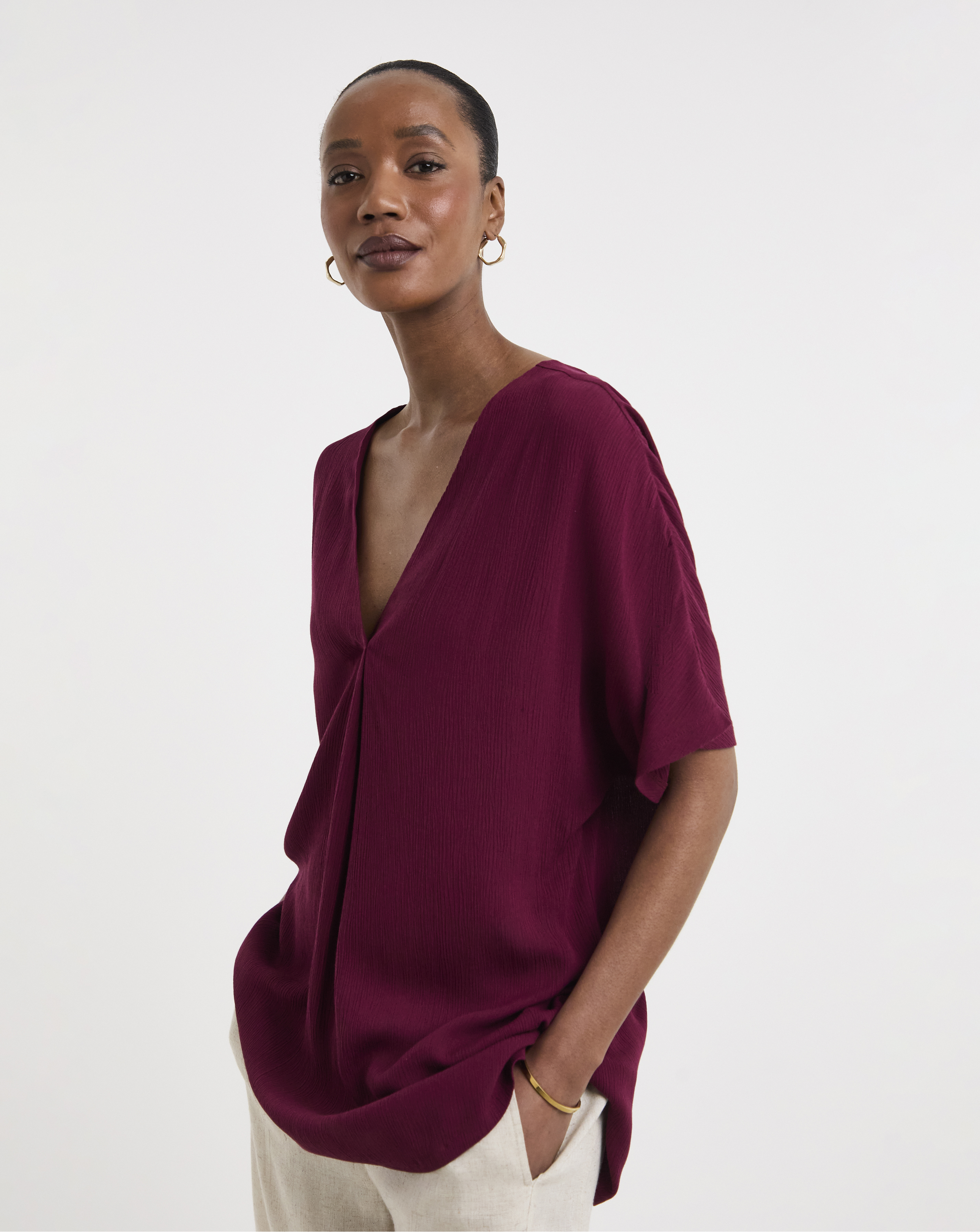 Textured Crinkle Tunic Top