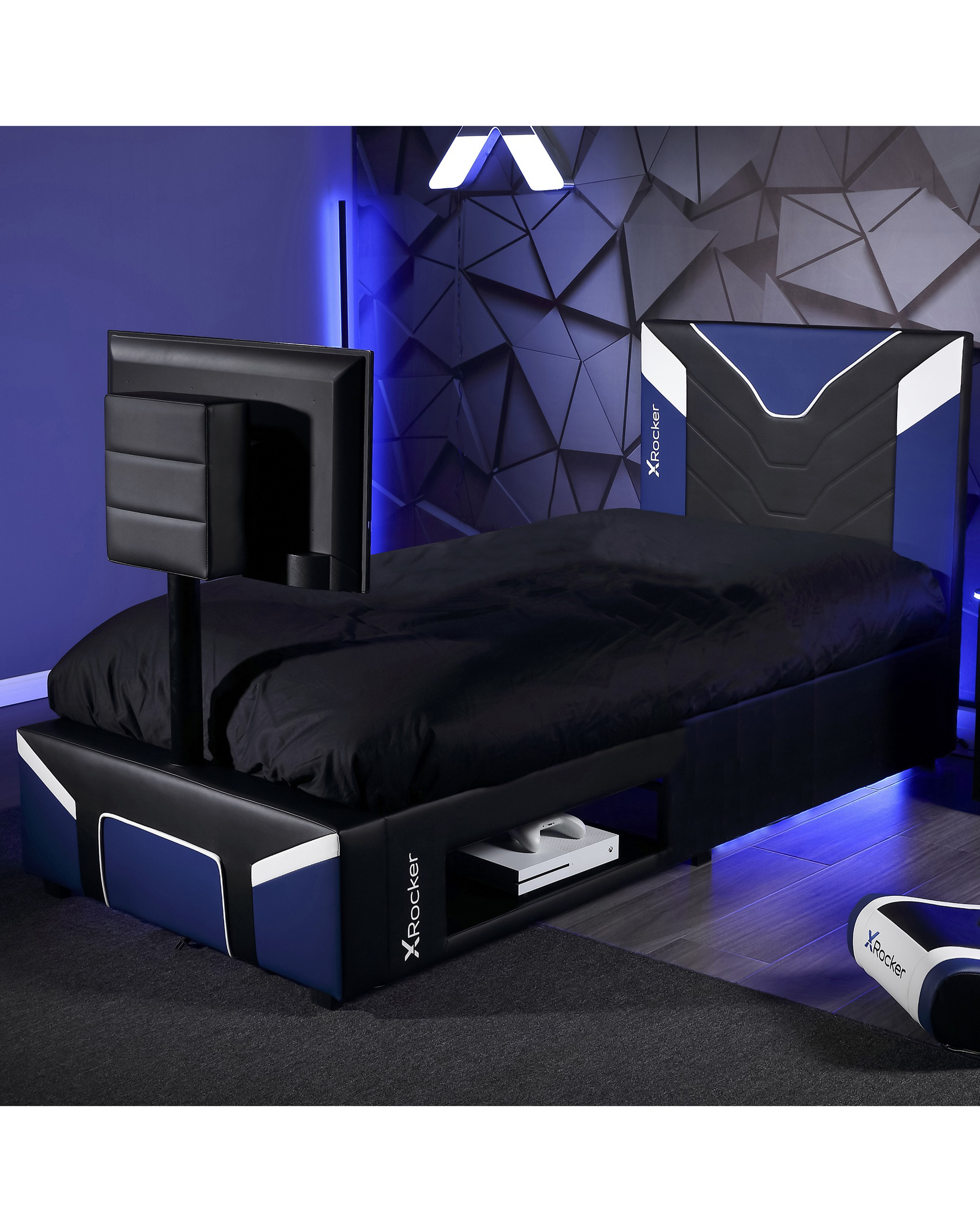X Rocker Single Twist TV Bed BLUE