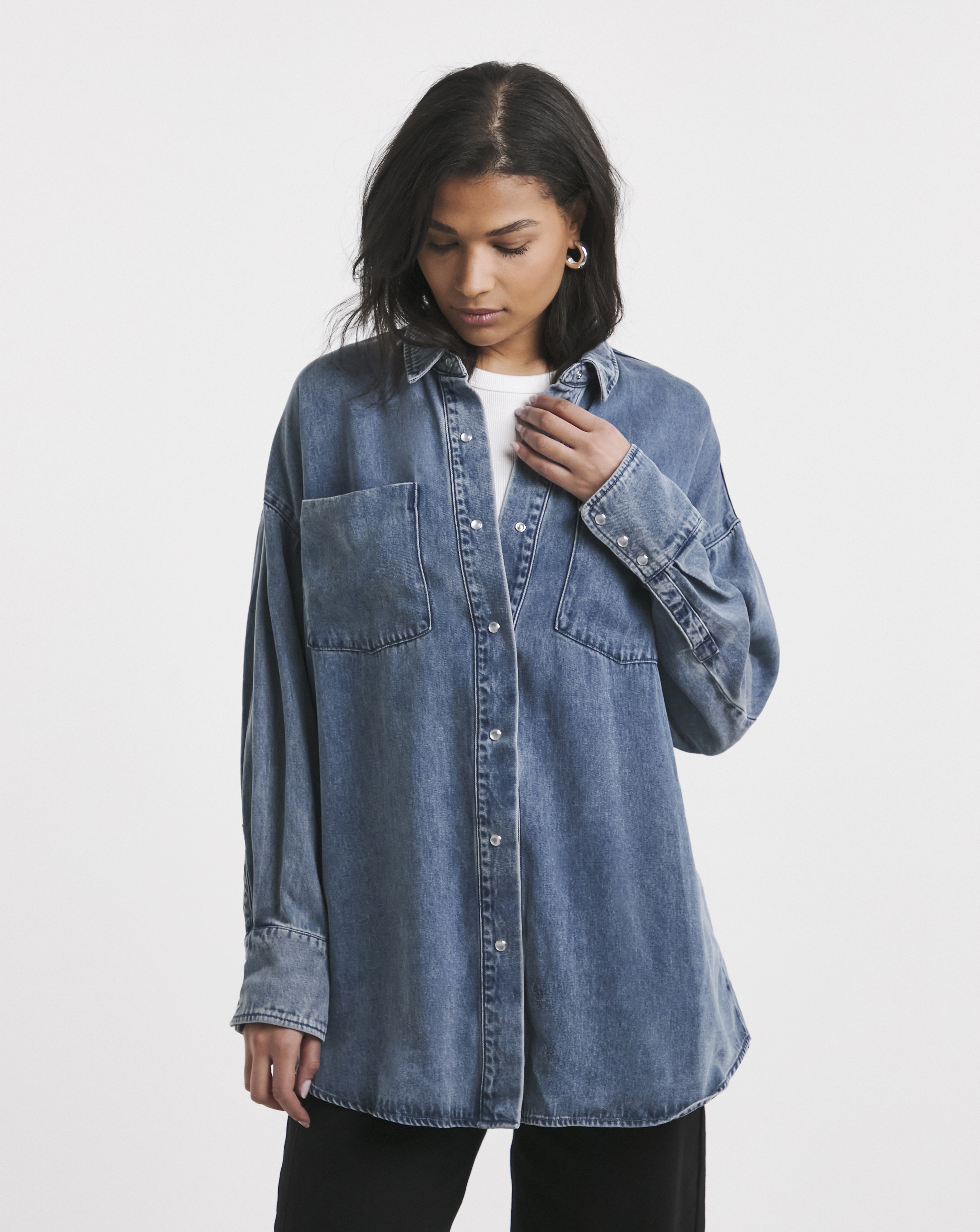 Simply Be Deep Cuff Denim Shirt