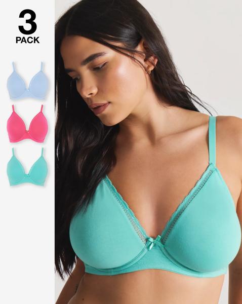 3 Pack Claire Cotton Wired Full Cup Bras