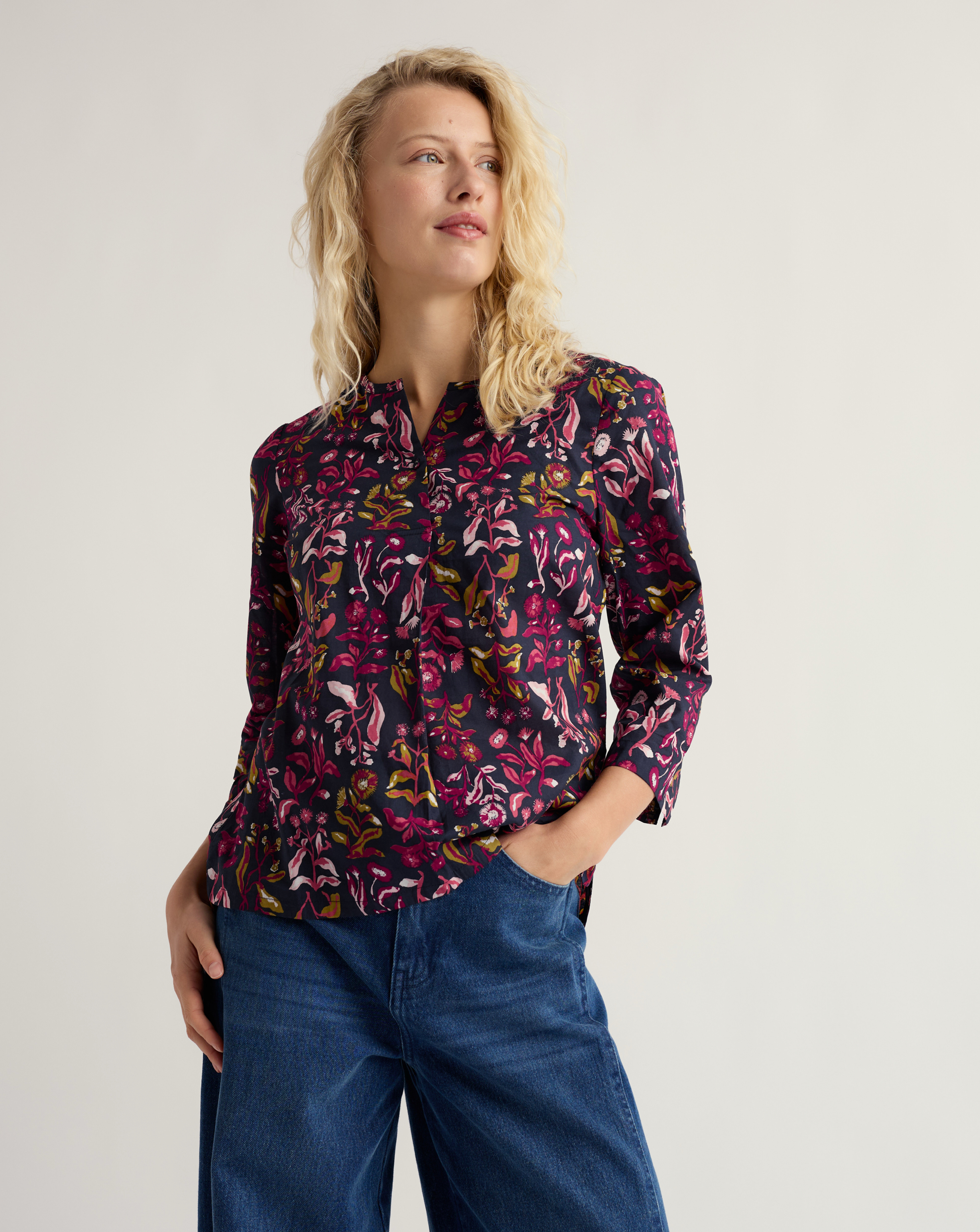 Seasalt Cornwall Watercolour Sketch Top Navy Multi - Seasalt - Size8