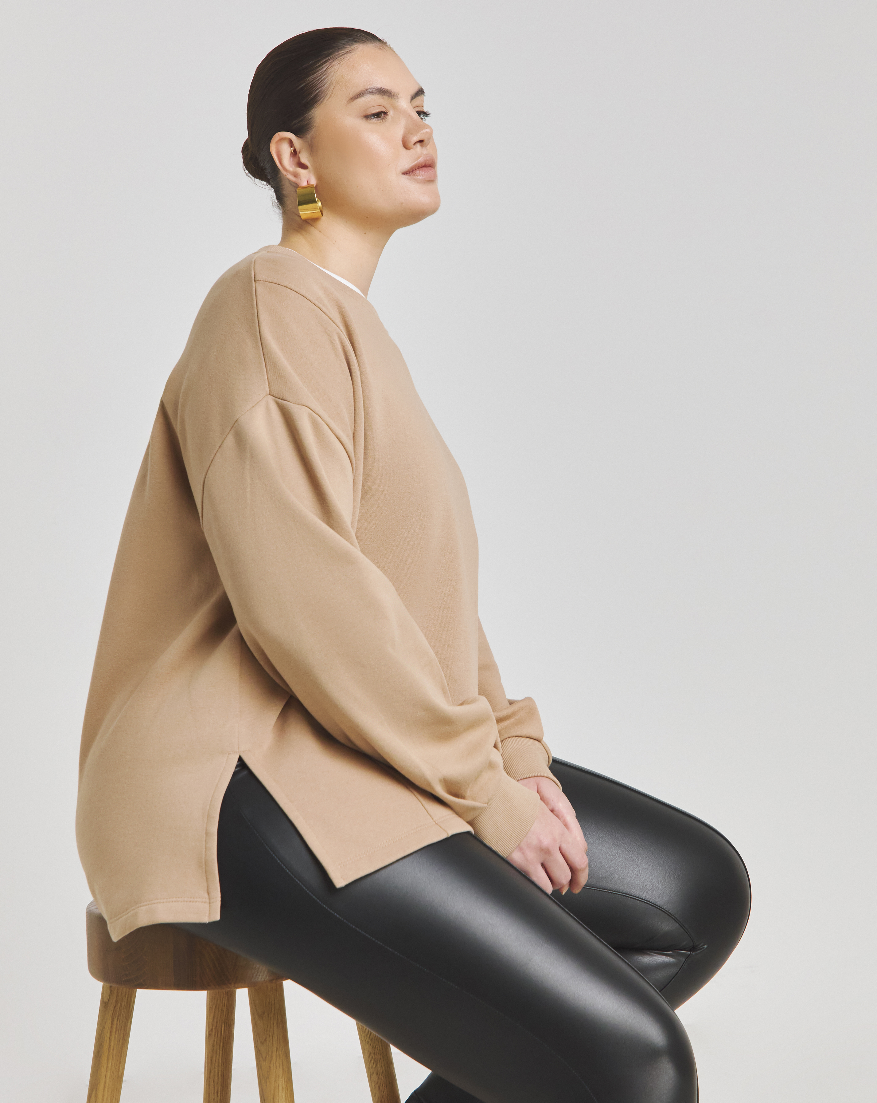 Piping Detail Side Split Sweat