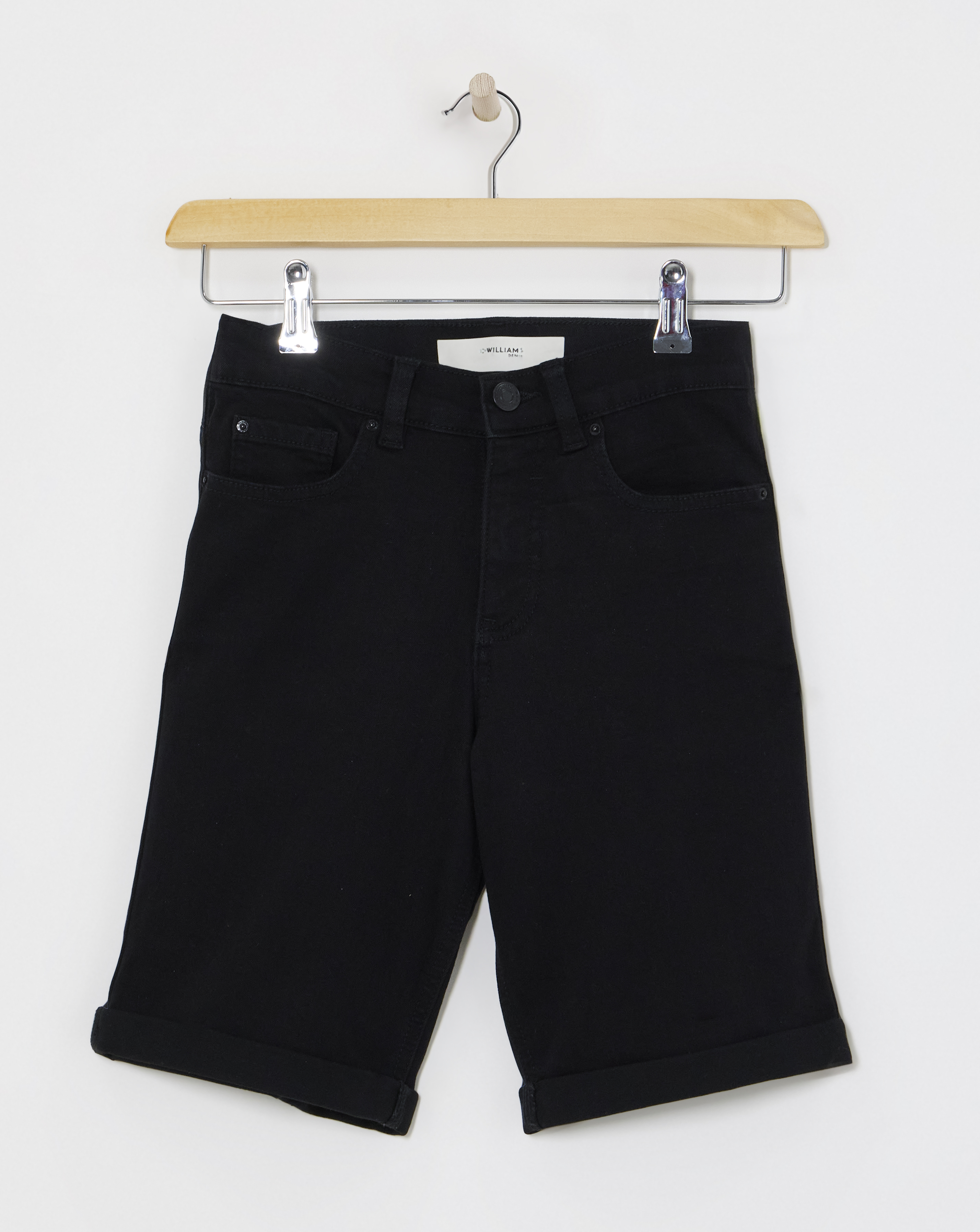 24/7 Black Knee Denim Shorts