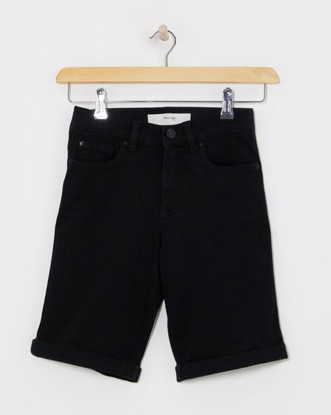 24/7 Black Knee Denim Shorts