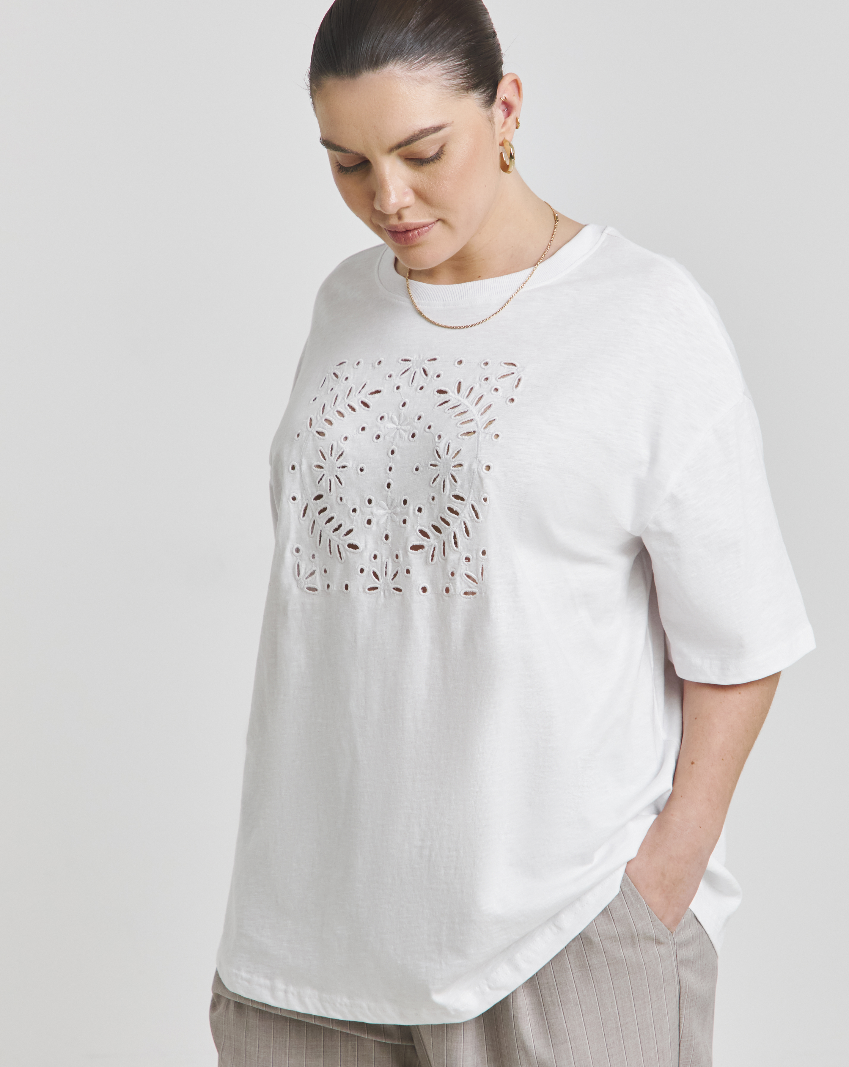 Cut Work Oversized T-Shirt