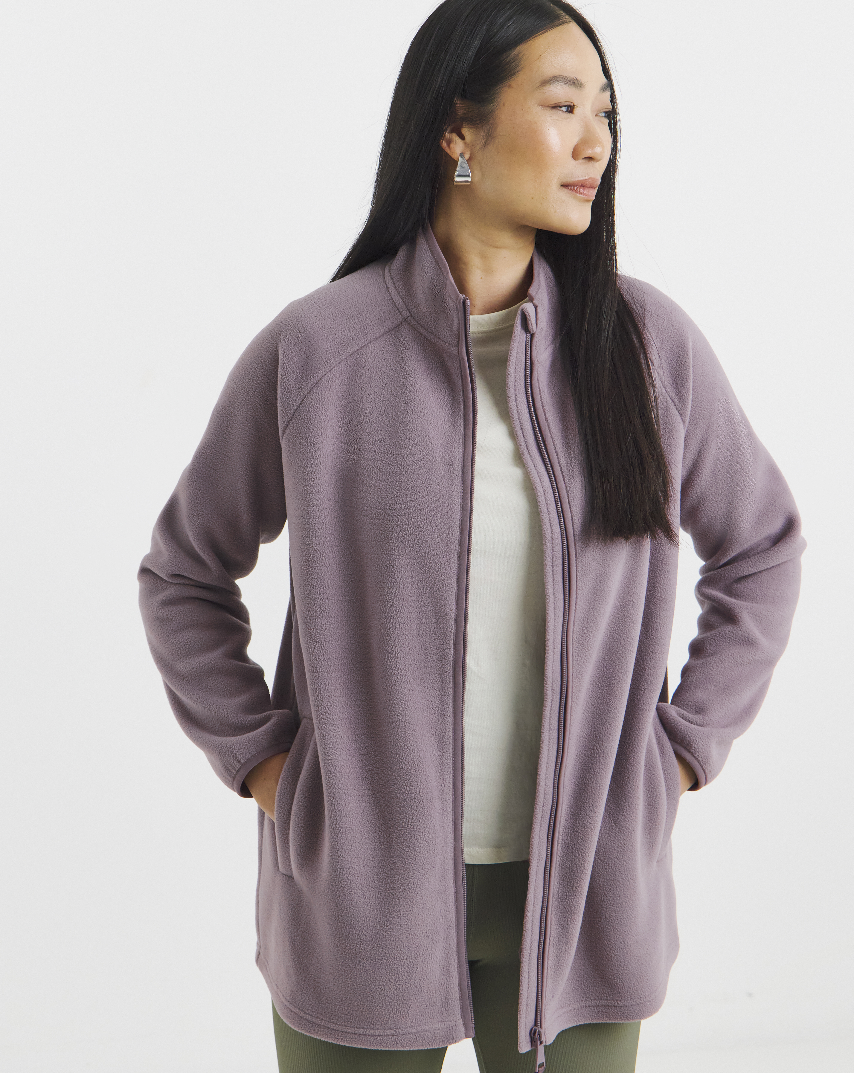 ZIP THROUGH LONGLINE FLEECE