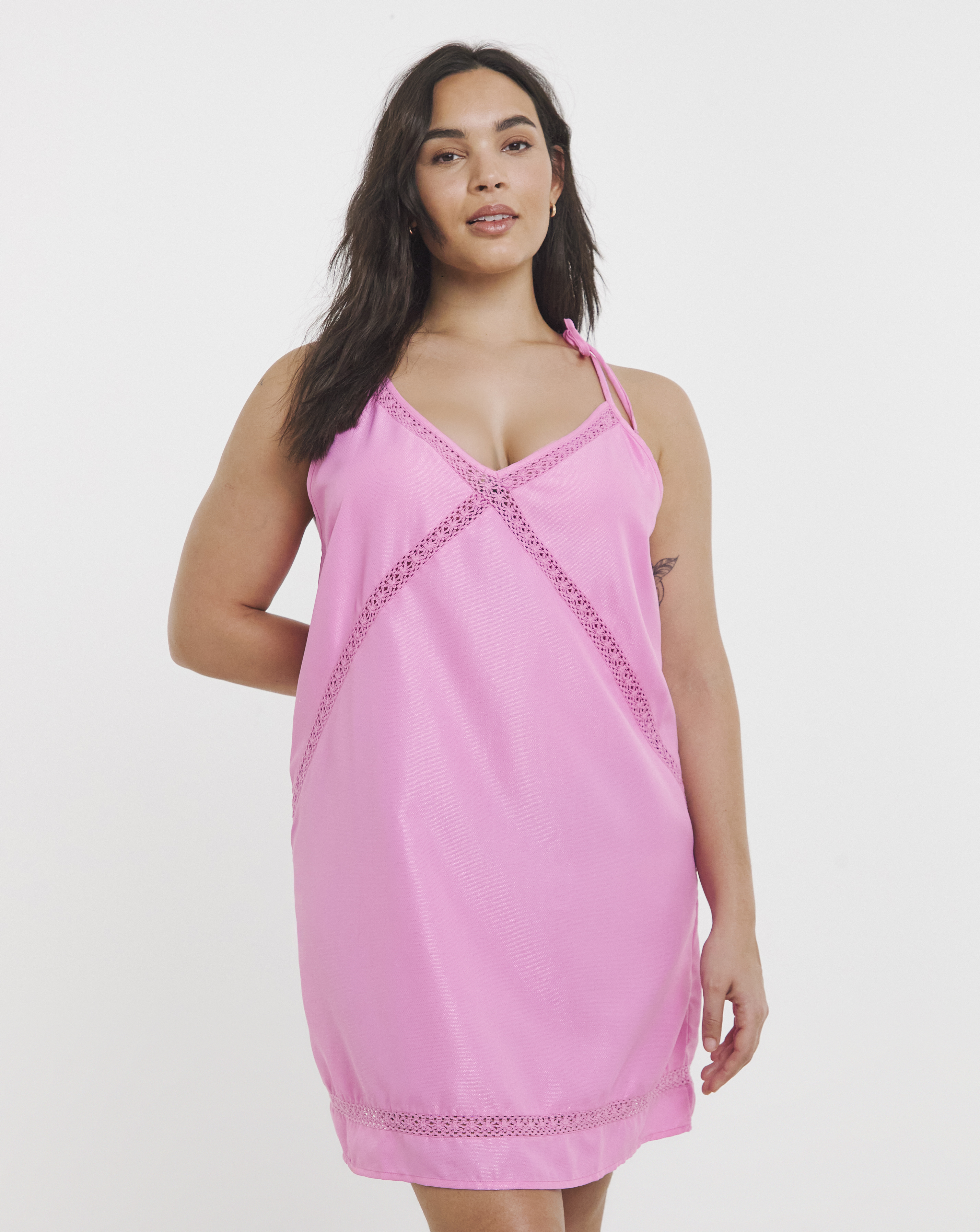 Pink - Women's - Simply Be Nightie With Crochet Trim - Size 45207