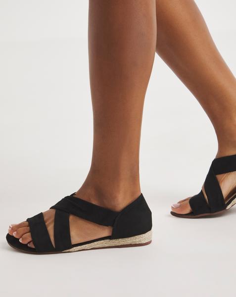 JD Williams Soft Strap Espadrille Sandals Ultra Wide Fit In Black | UK Size 4 Women's