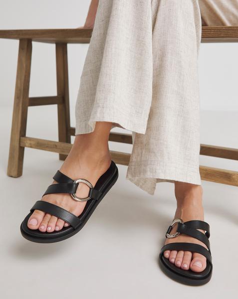Metal Hardware Mule Sandal Wide