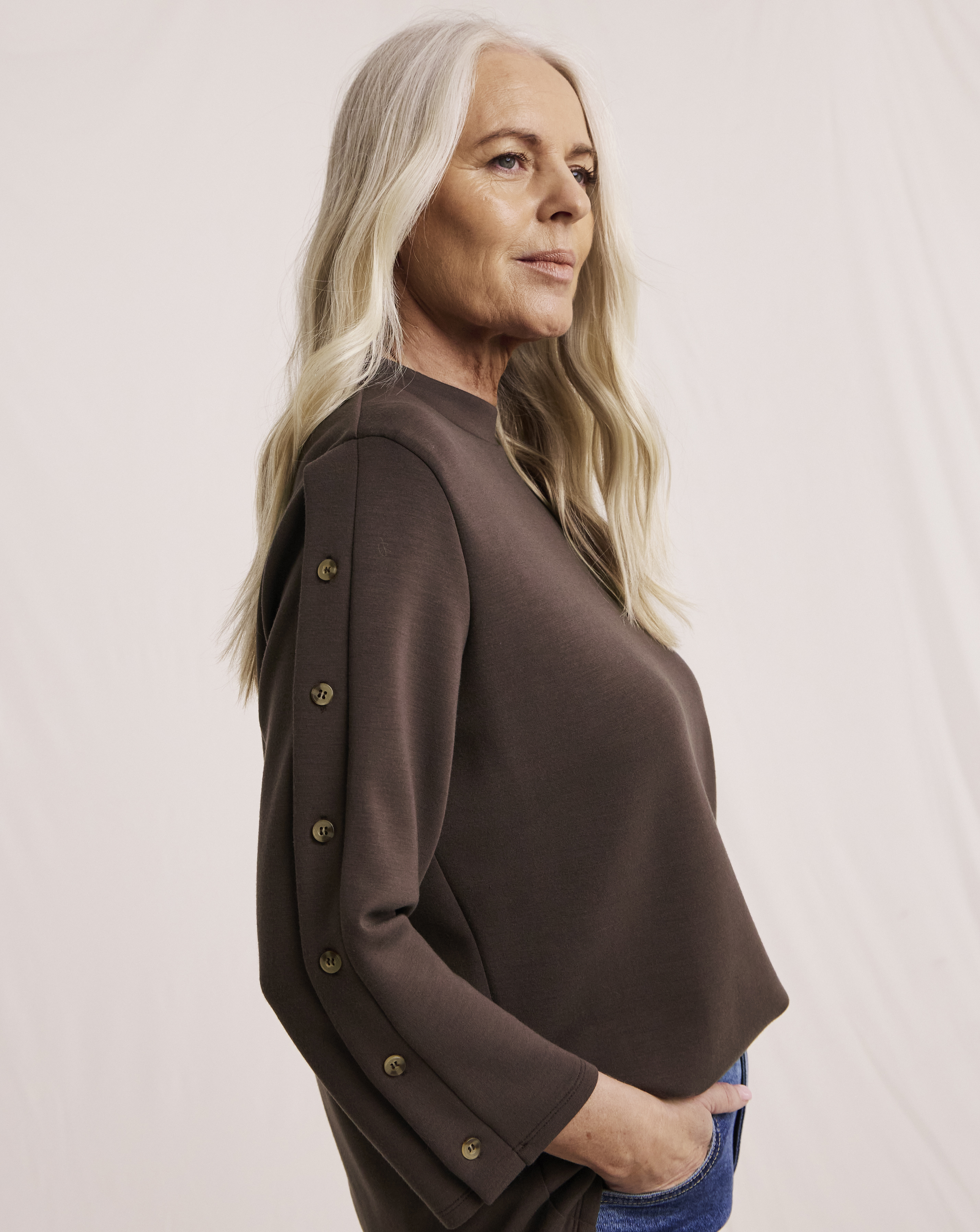 Julipa Button Sleeve Sweatshirt
