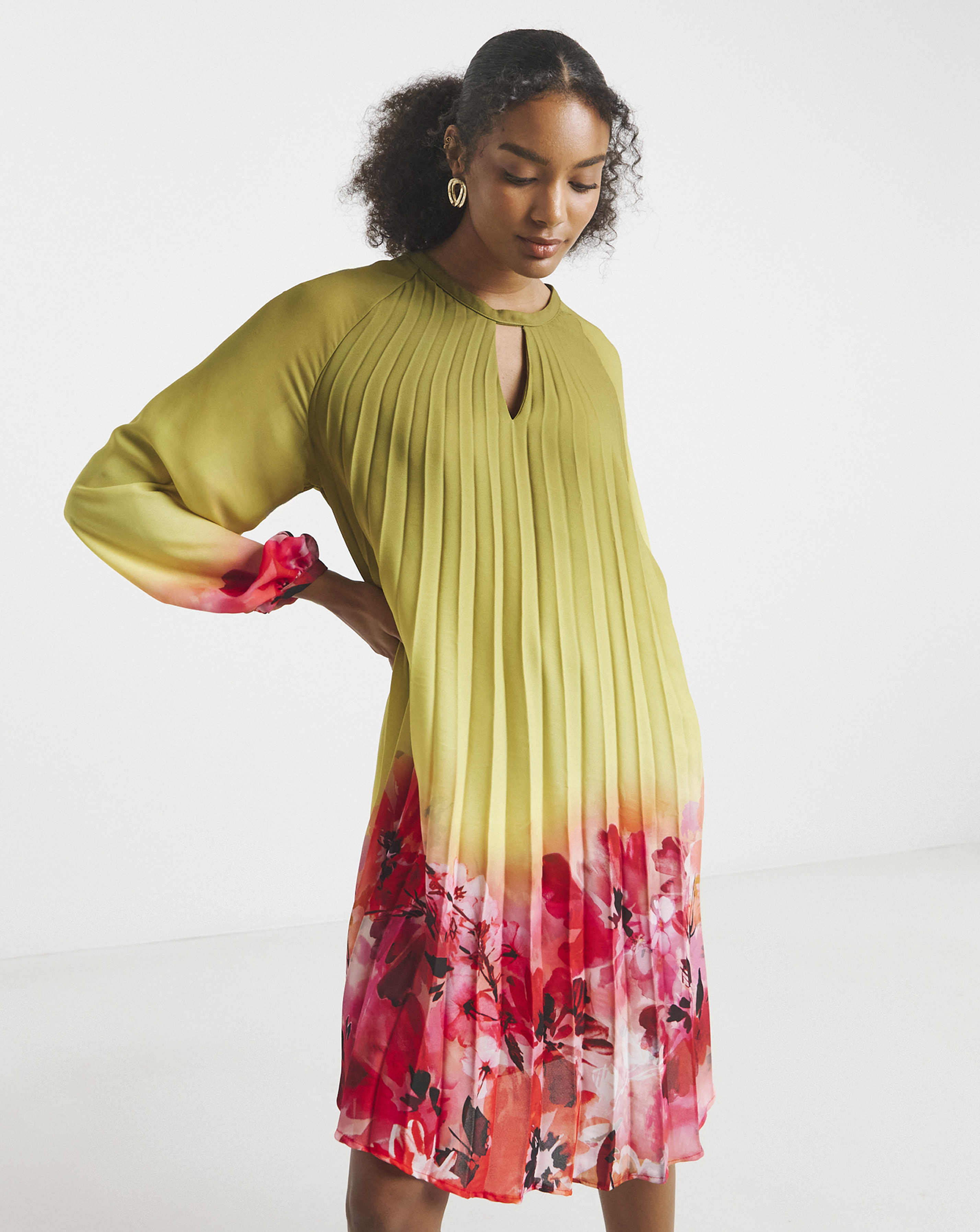 Joanna Hope Ombre Pleated Shift Dress