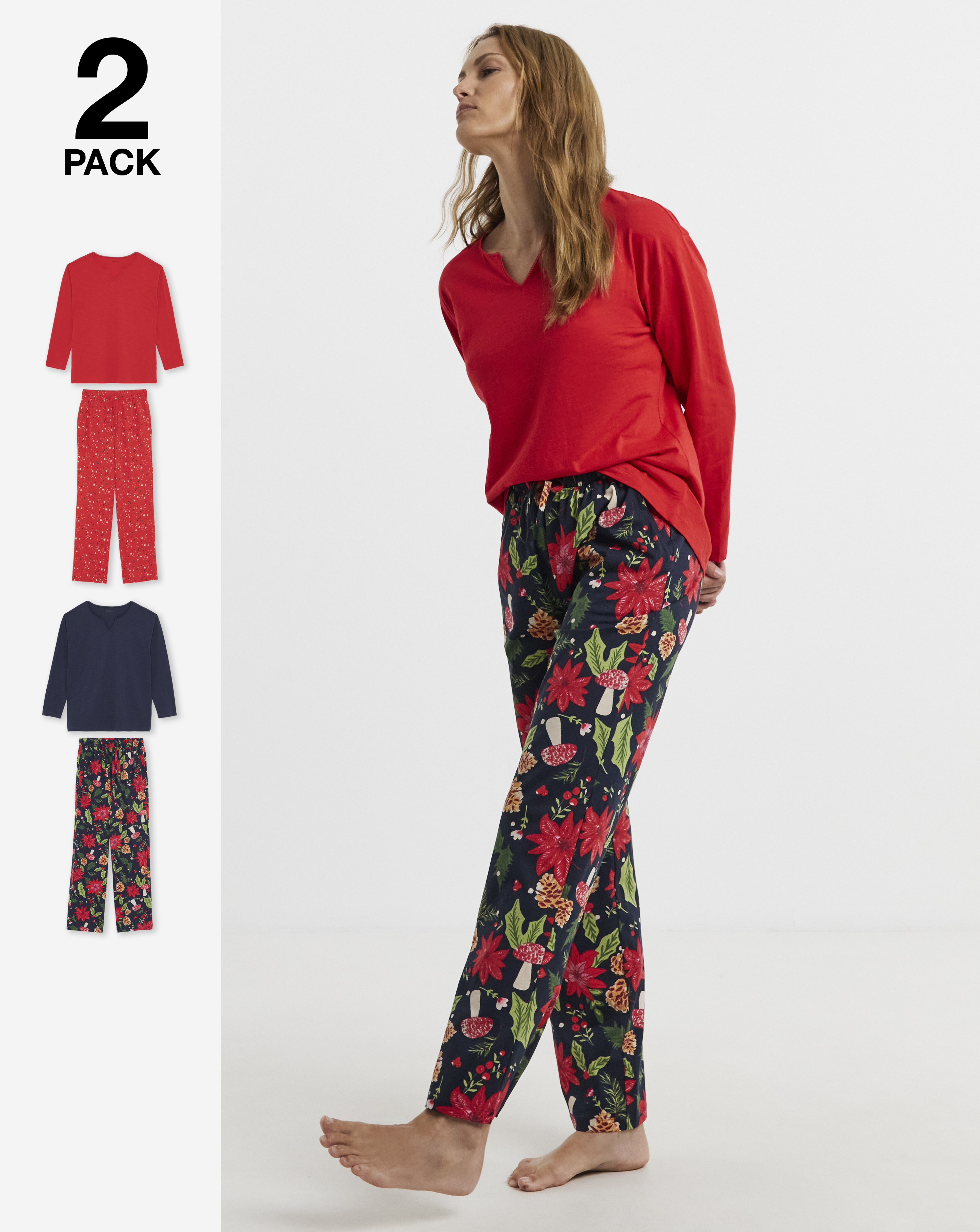 Festive Print Cotton 2 Pack Pyjama Sets