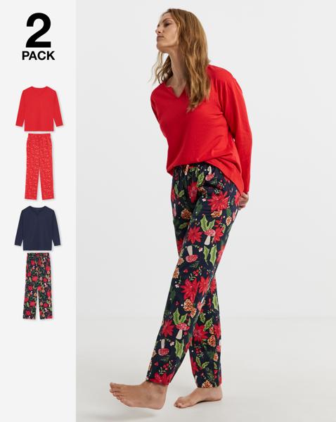 Festive Print Cotton 2 Pack Pyjama Sets