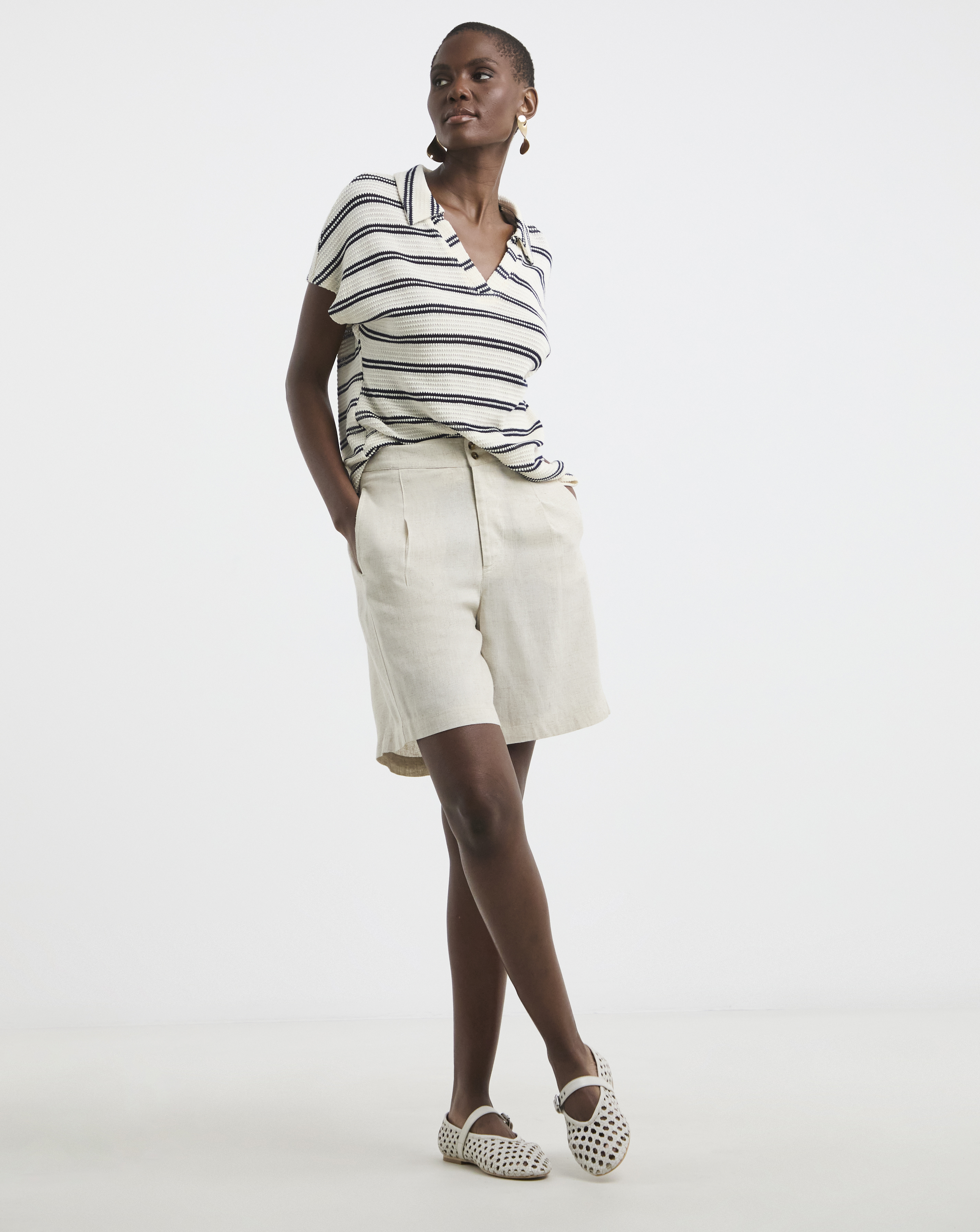 Linen Mix Bermuda Shorts