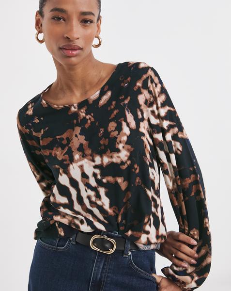 Crew Neck Balloon Sleeve Top