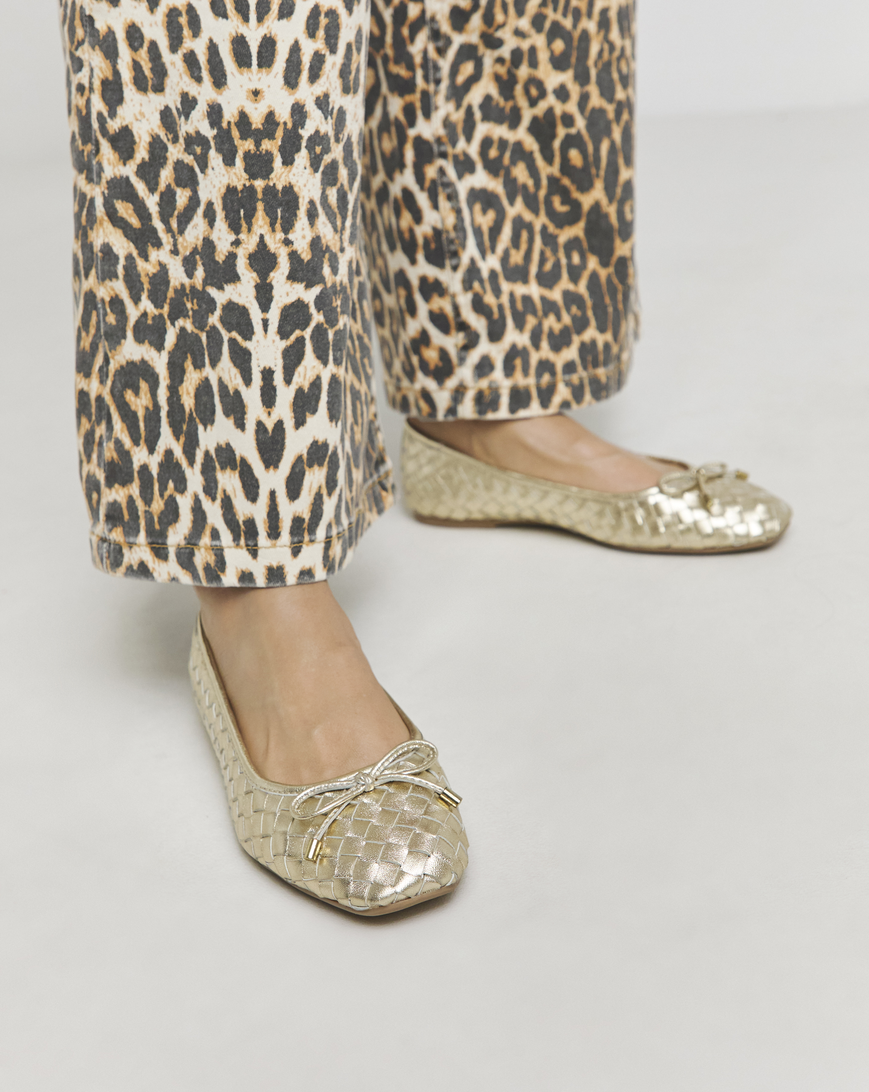 Woven Leather Ballerina Wide