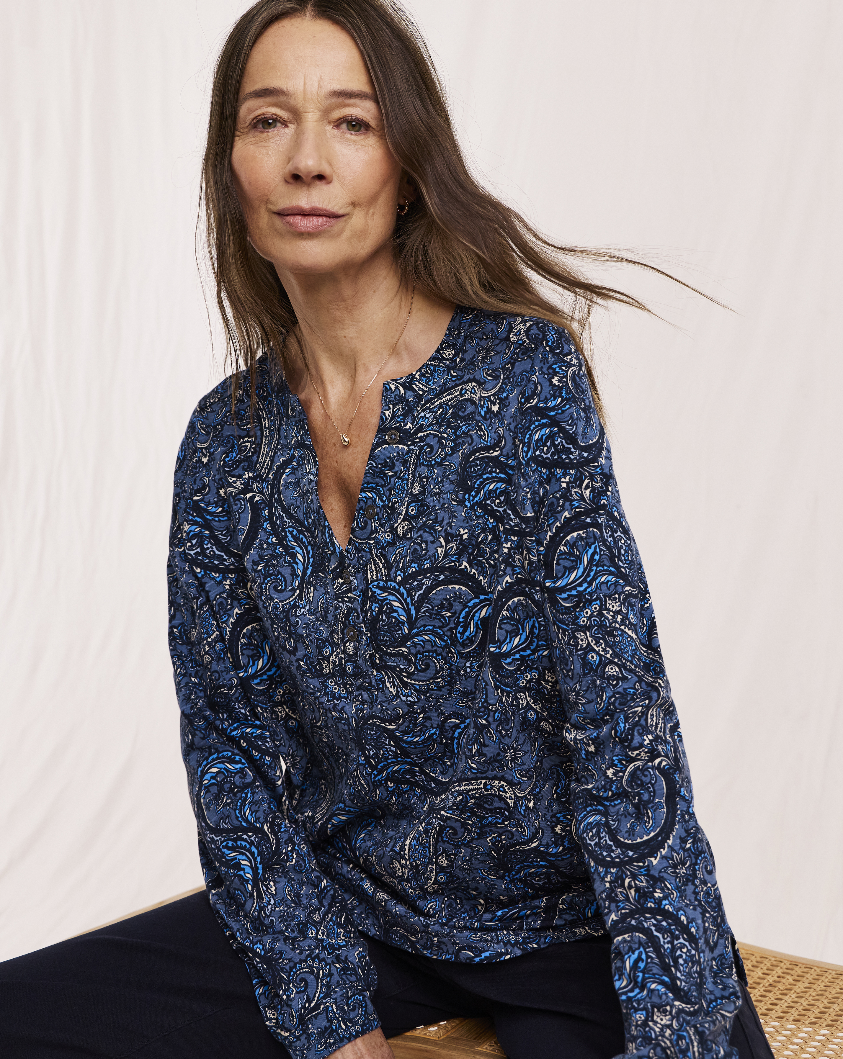 Julipa Printed Relaxed Henley Top