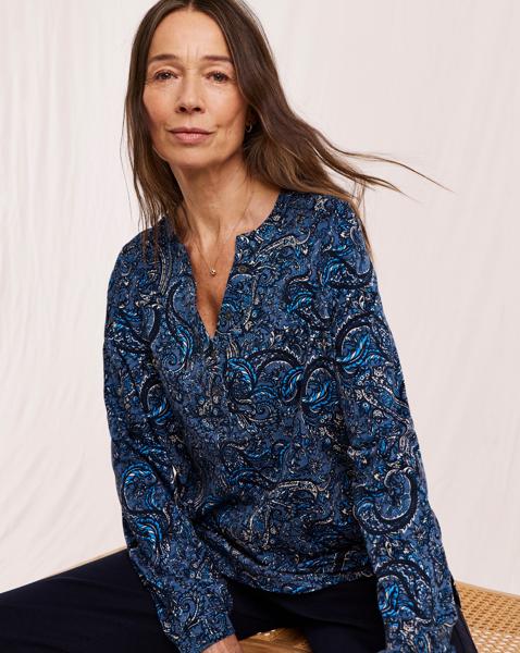 Julipa Printed Relaxed Henley Top