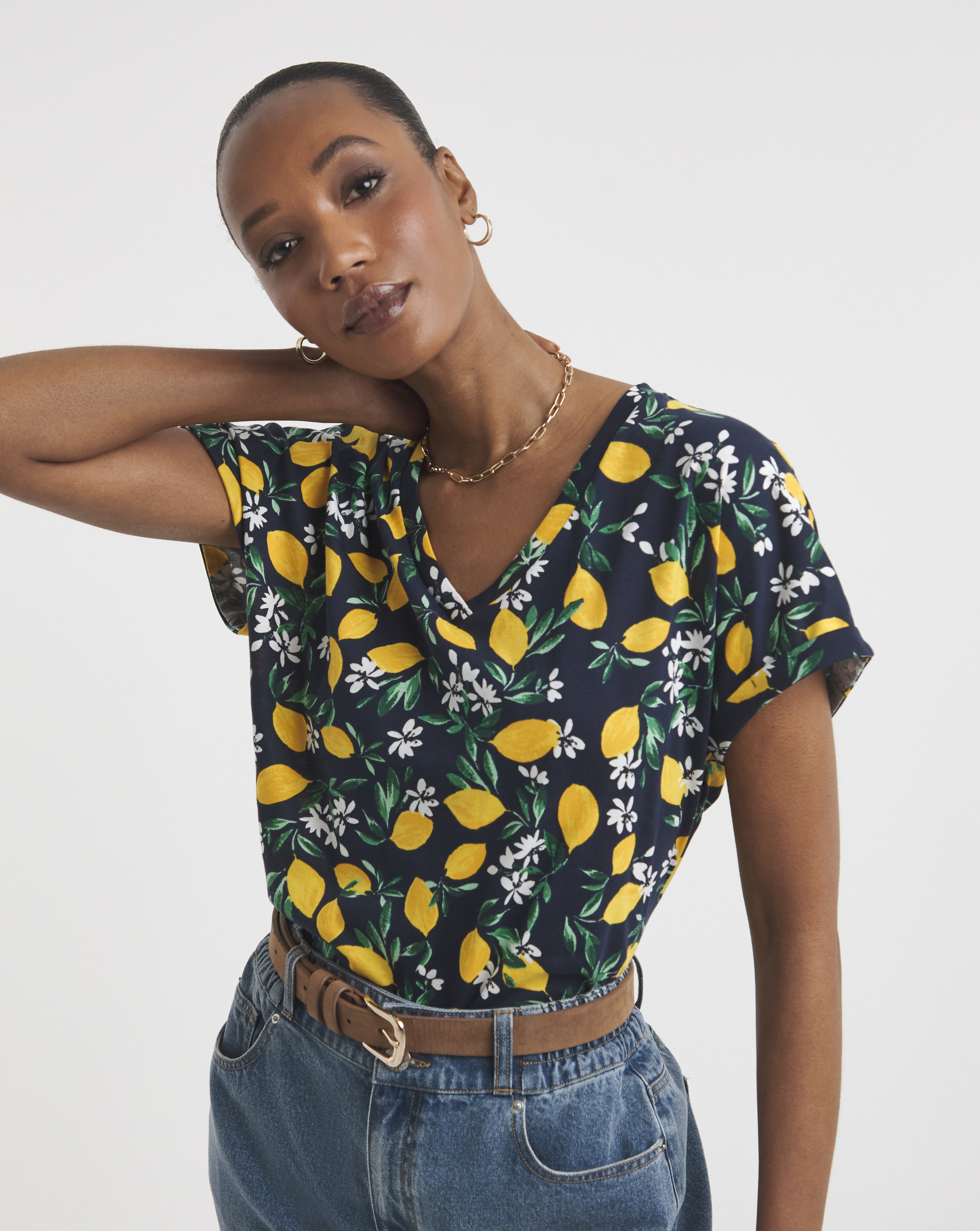 The V Neck Printed T-Shirt