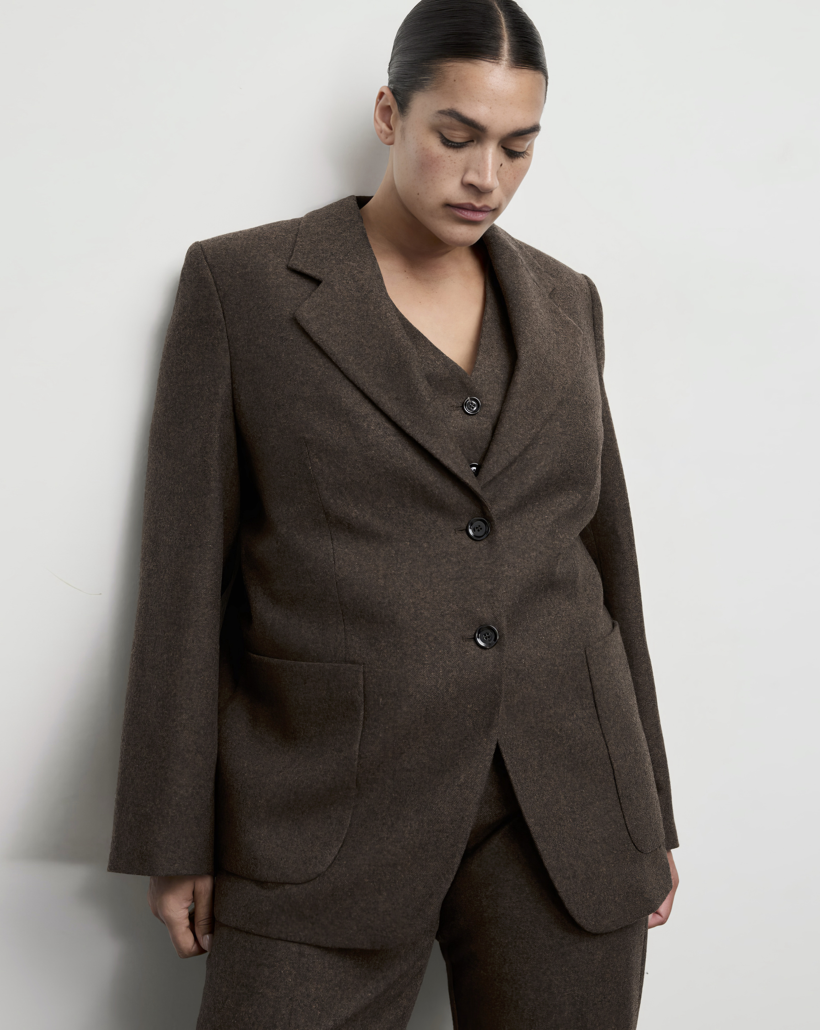 Mango Speckled Wool Suit Blazer