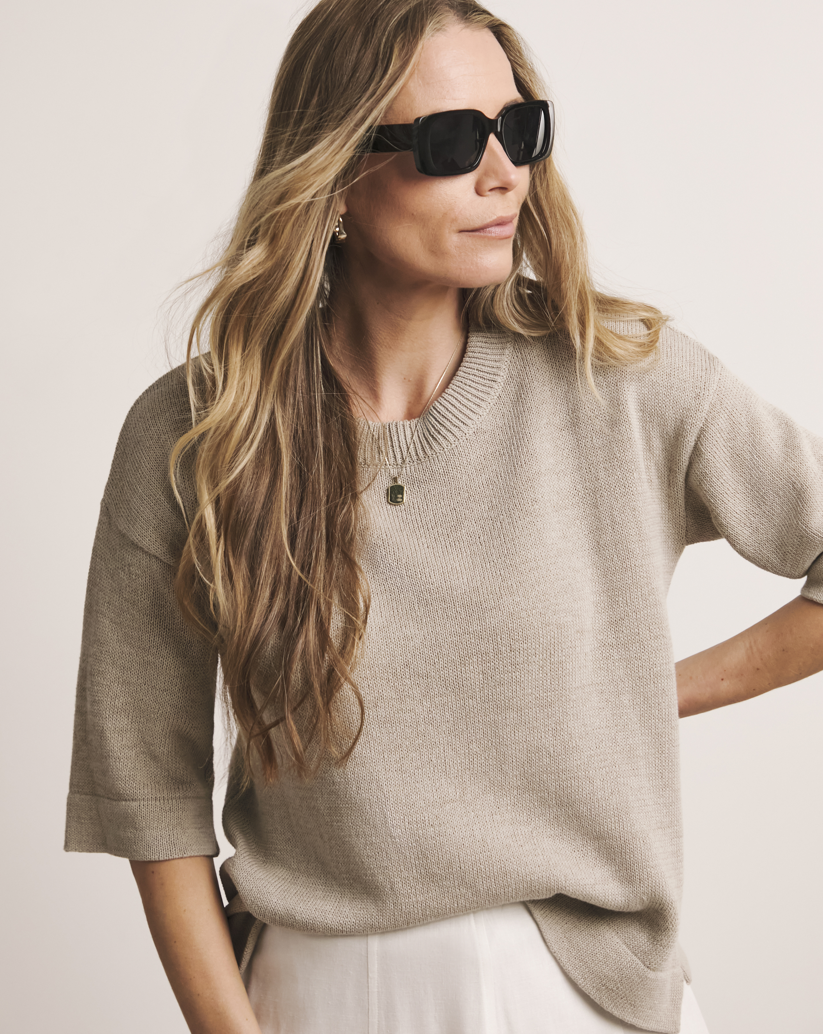 LOOSE STITCH LINEN BOXY SHORT SLEEVE