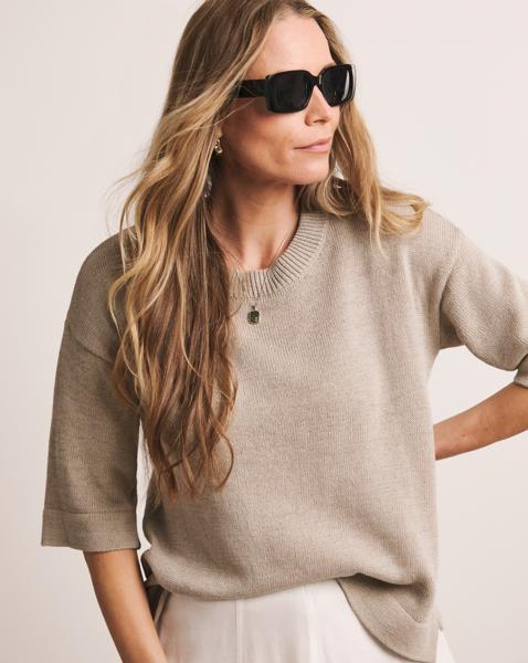 LOOSE STITCH LINEN BOXY SHORT SLEEVE